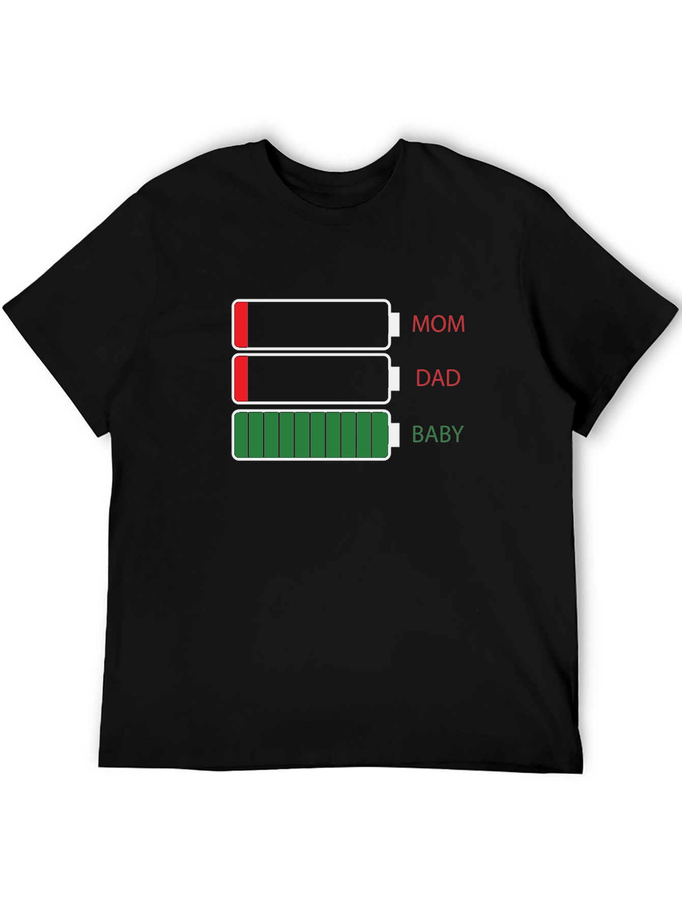 Funny Family Battery T-Shirt - Mom Dad Baby