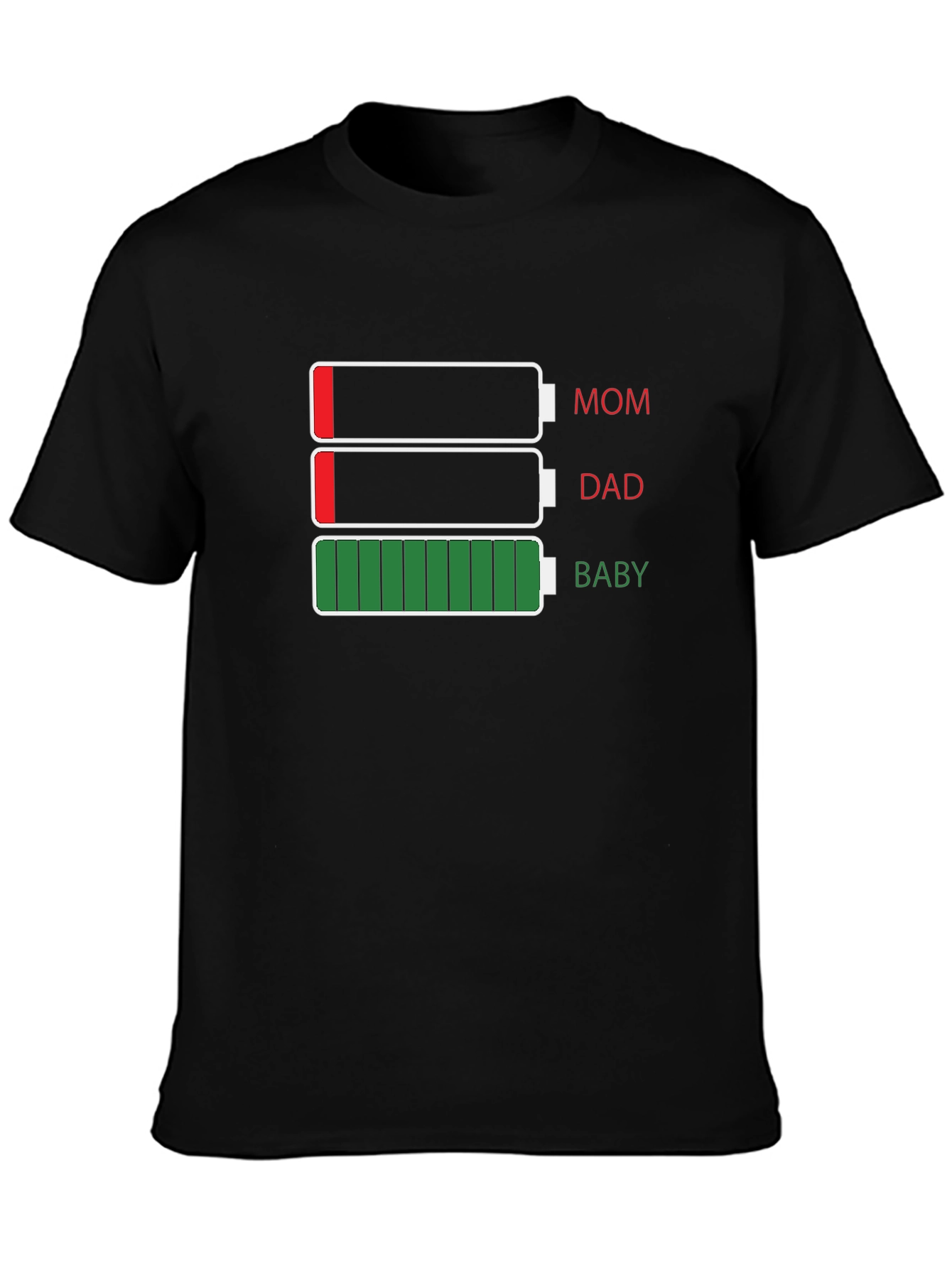 Funny Family Battery T-Shirt - Mom Dad Baby