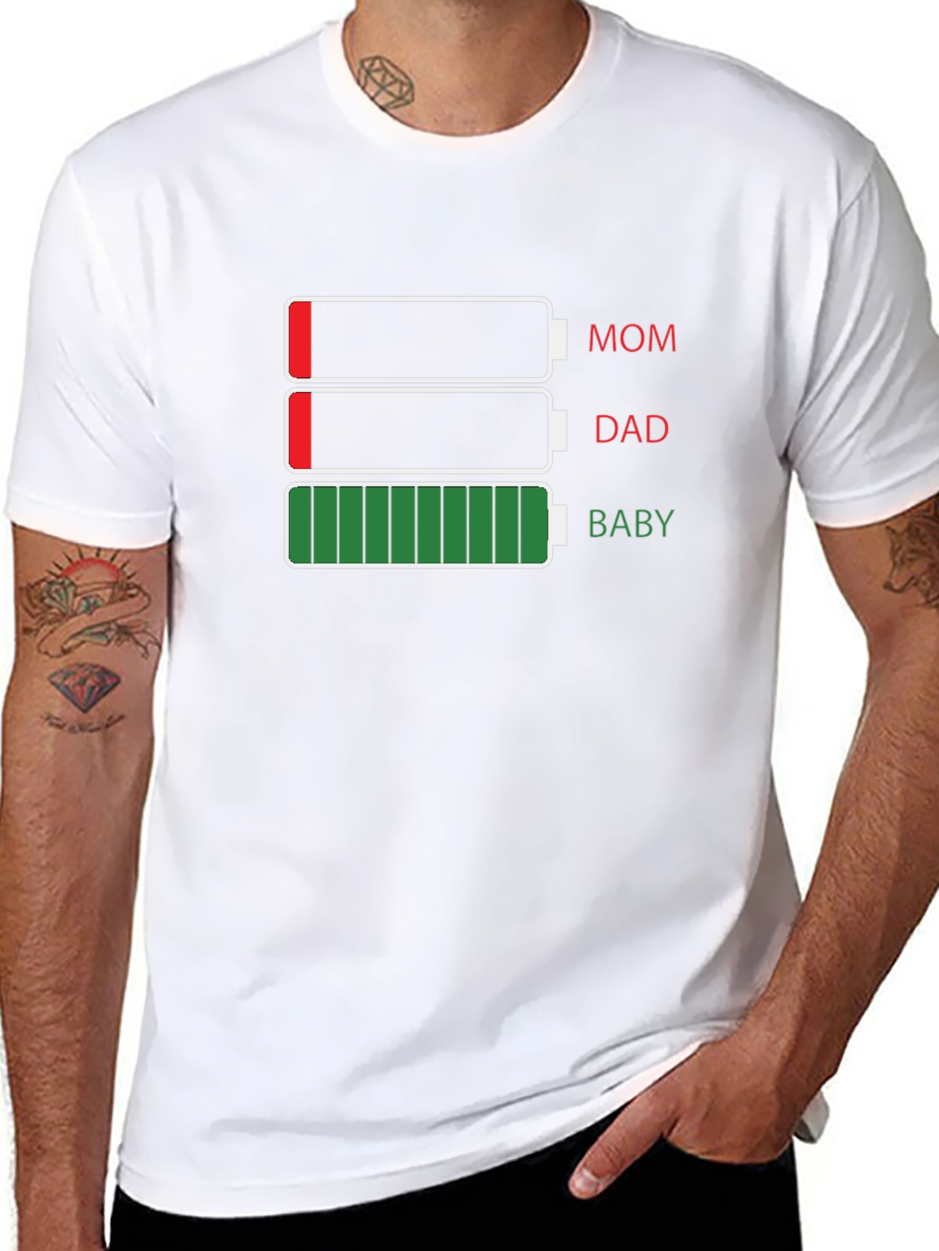 Funny Family Battery T-Shirt - Mom Dad Baby