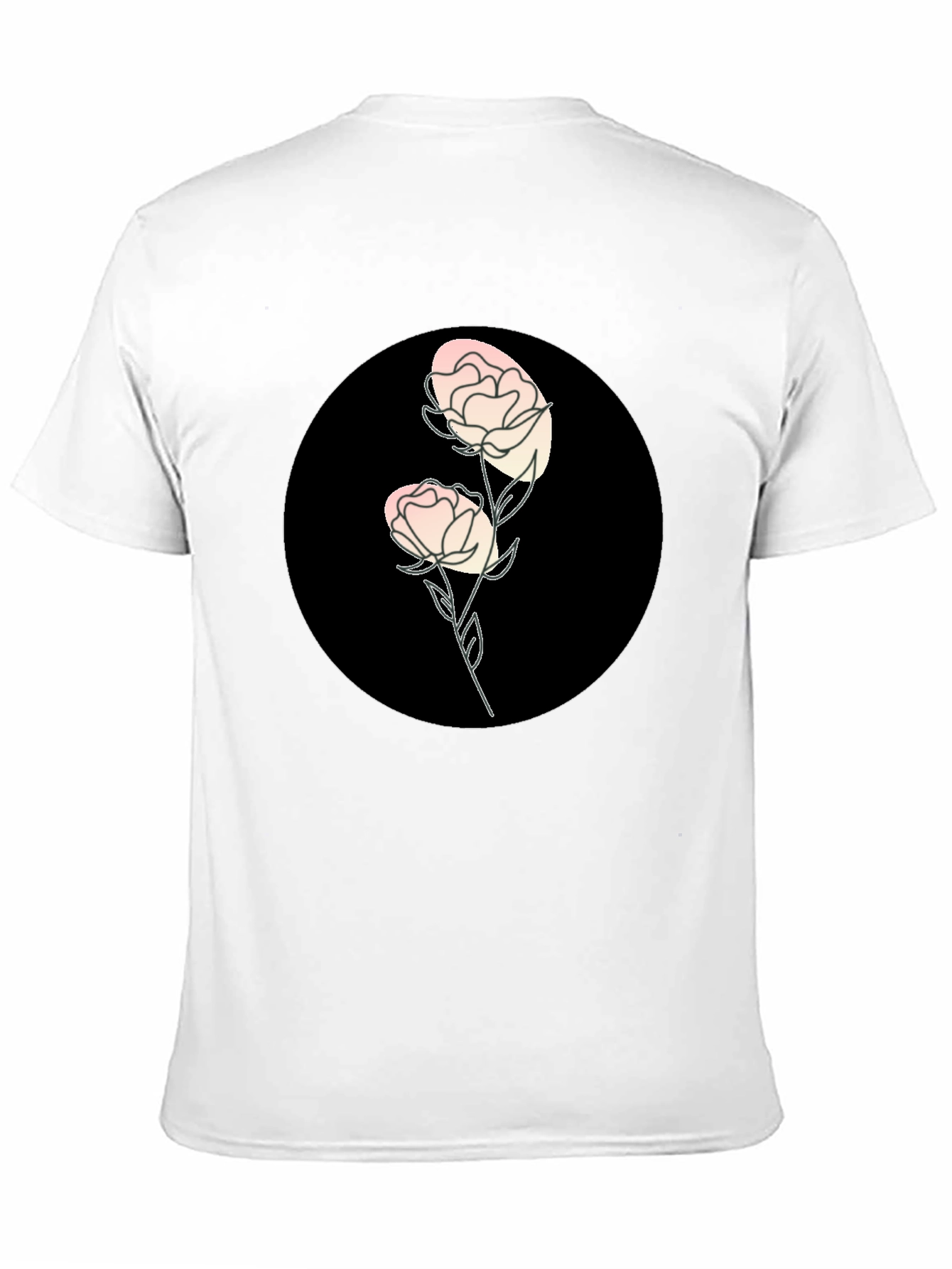 Black T-Shirt with Floral Design