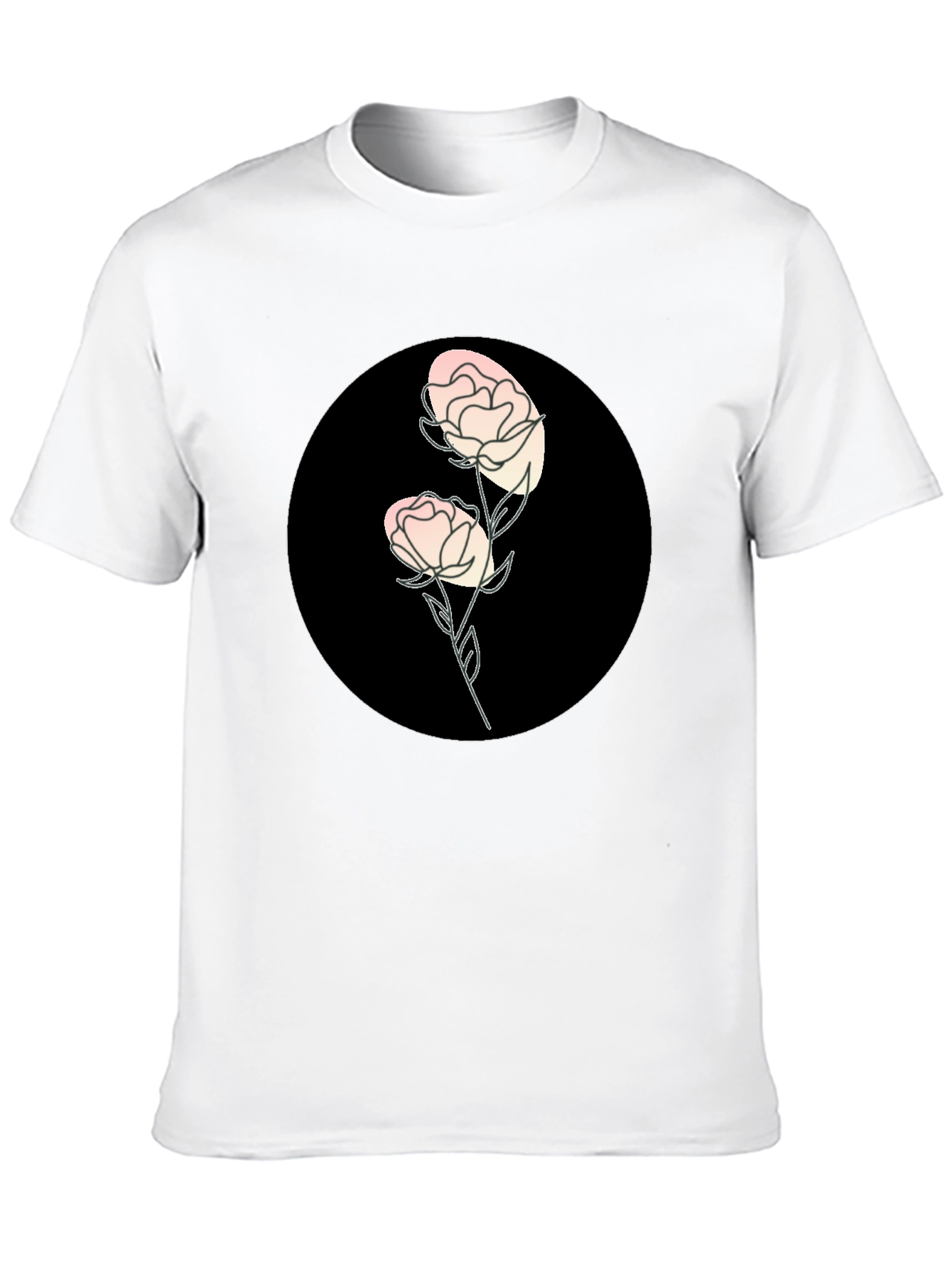 Black T-Shirt with Floral Design