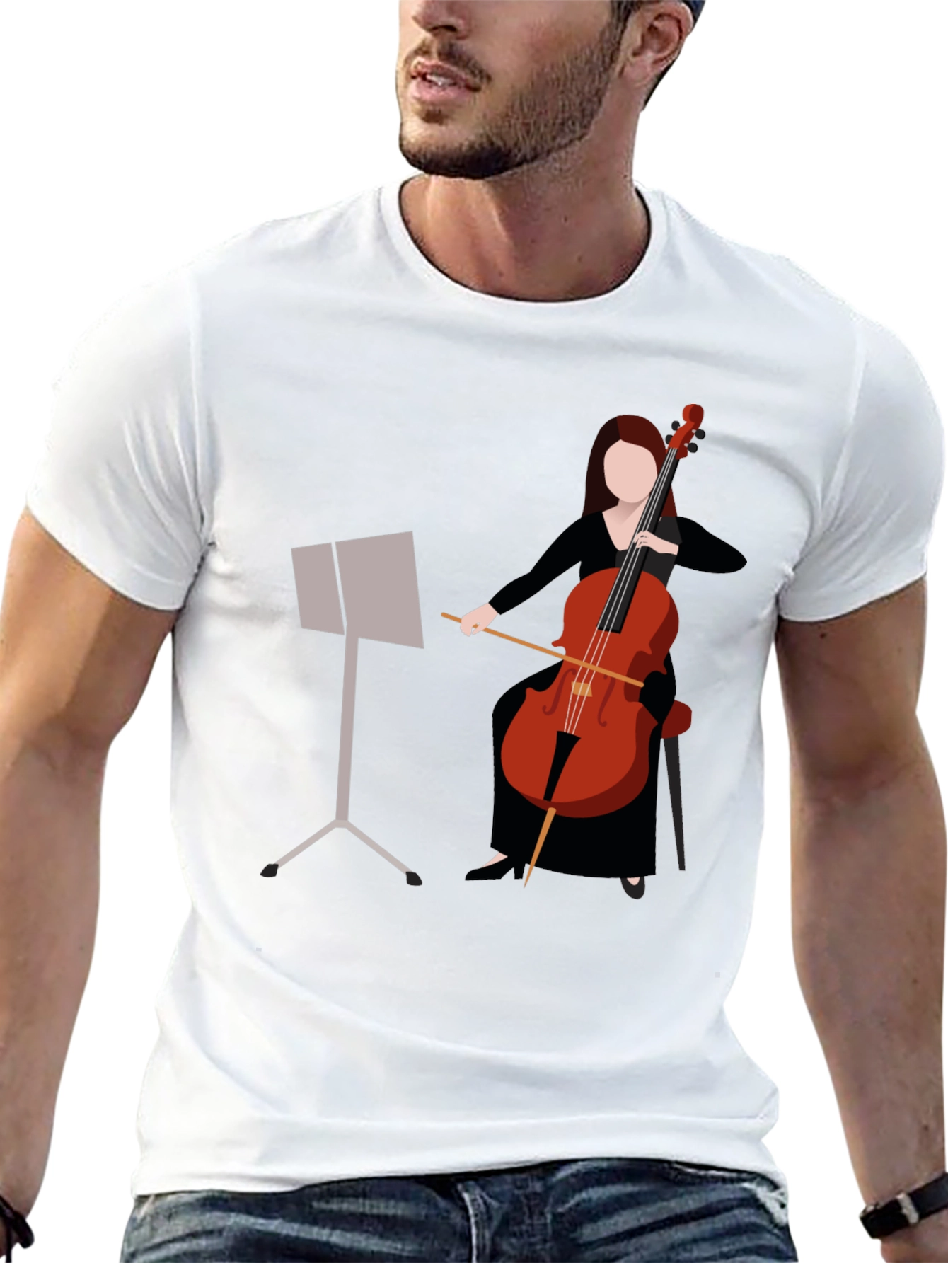 Cello Player Graphic T-Shirt - Music Lovers Tee