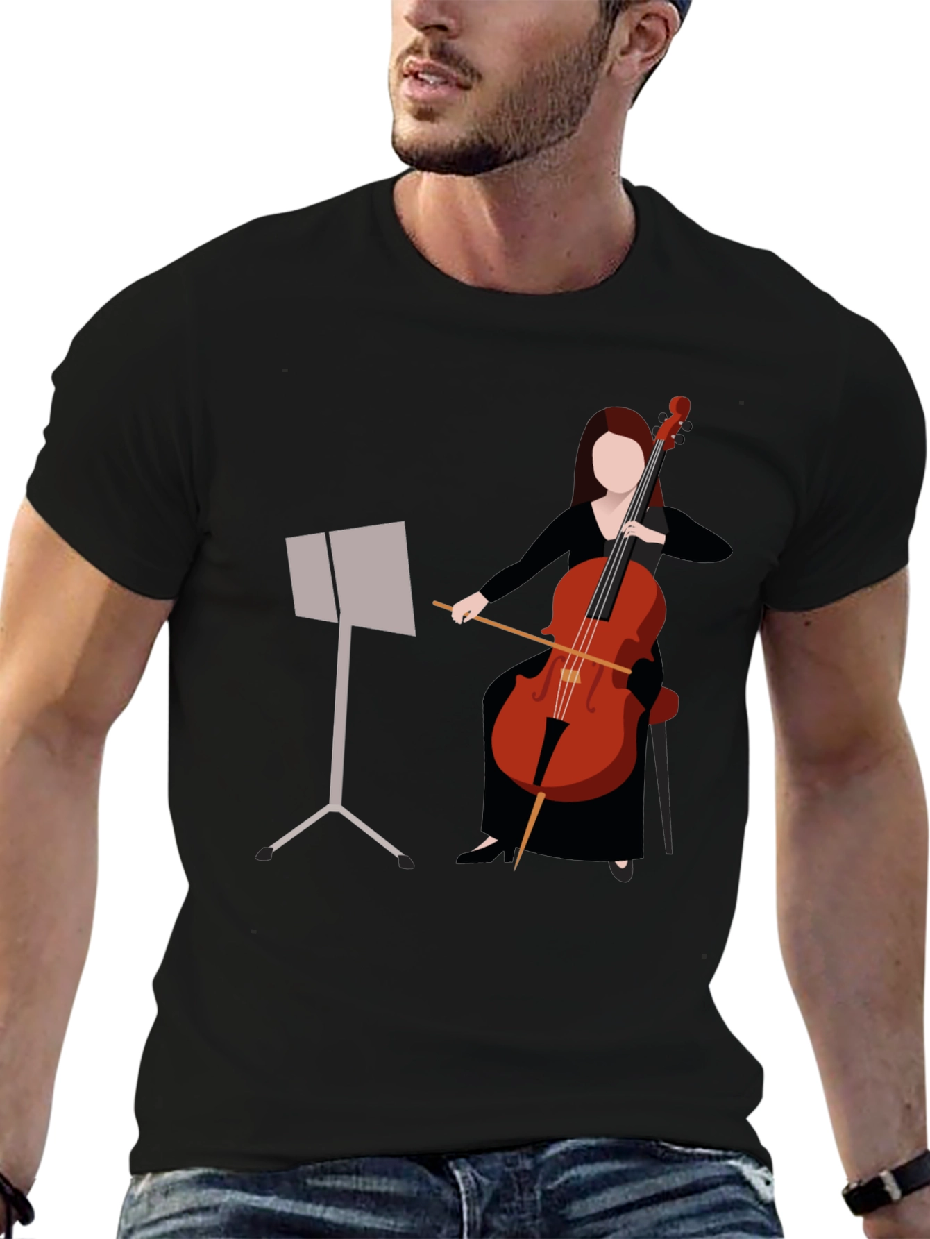 Cello Player Graphic T-Shirt - Music Lovers Tee