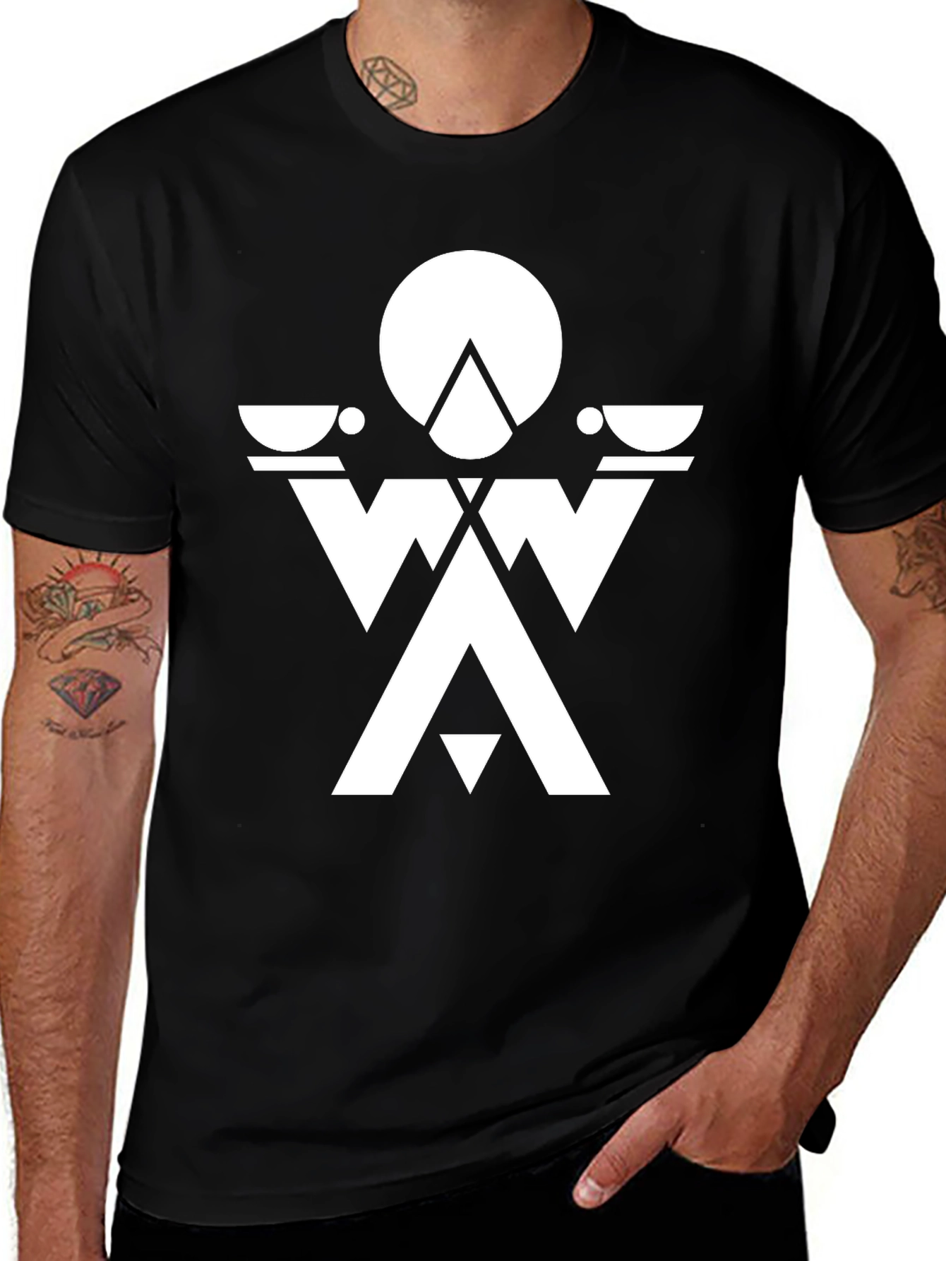 Abstract Geometric Graphic Tee - Black