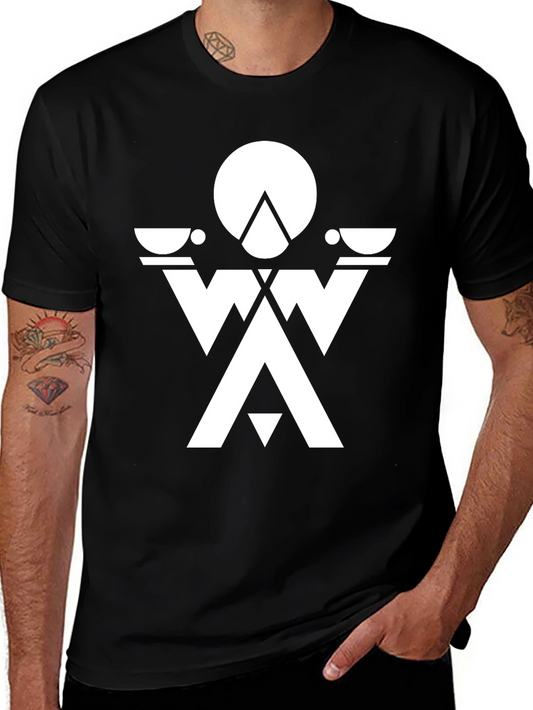Abstract Geometric Graphic Tee - Black