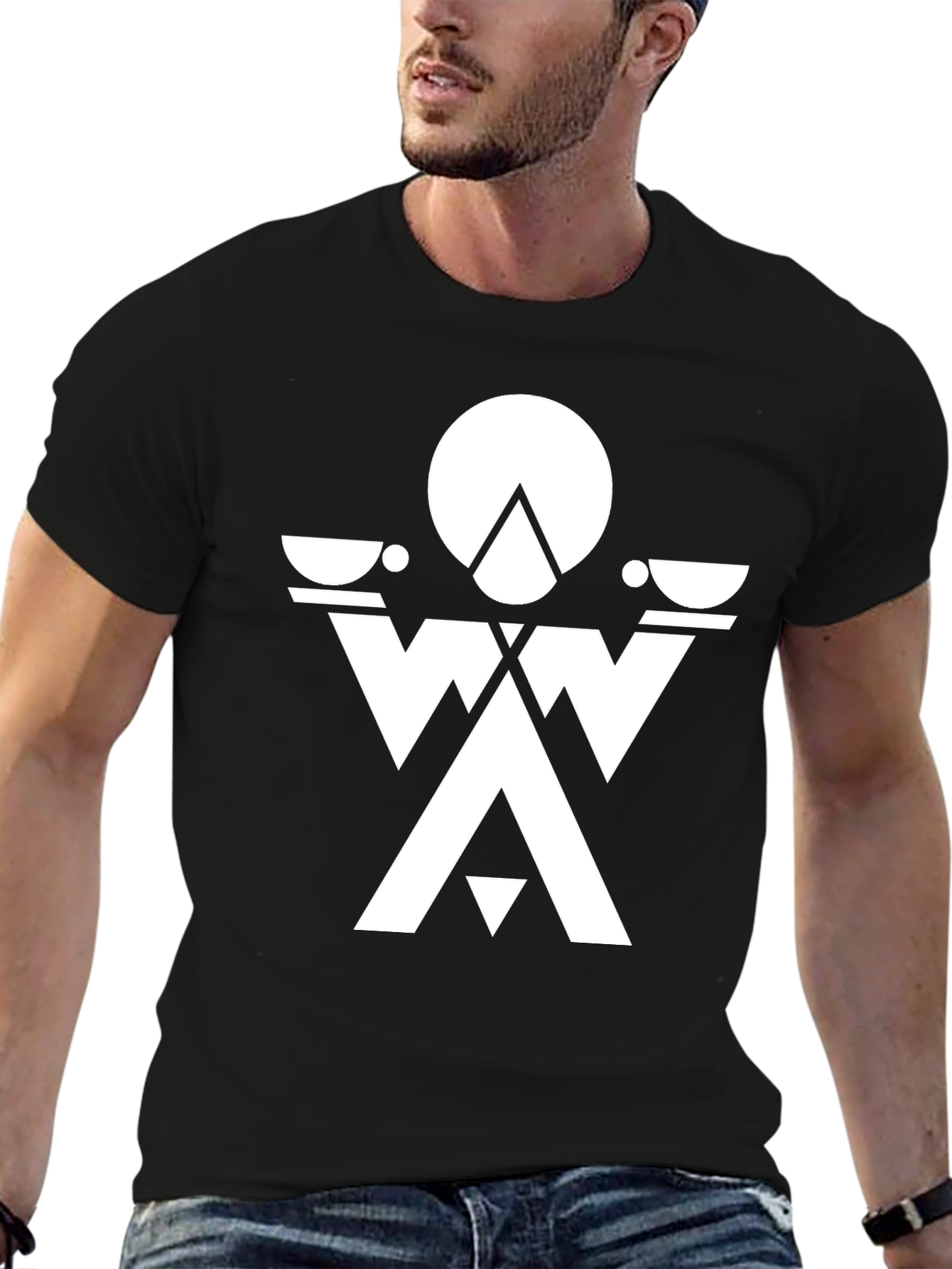 Abstract Geometric Graphic Tee - Black