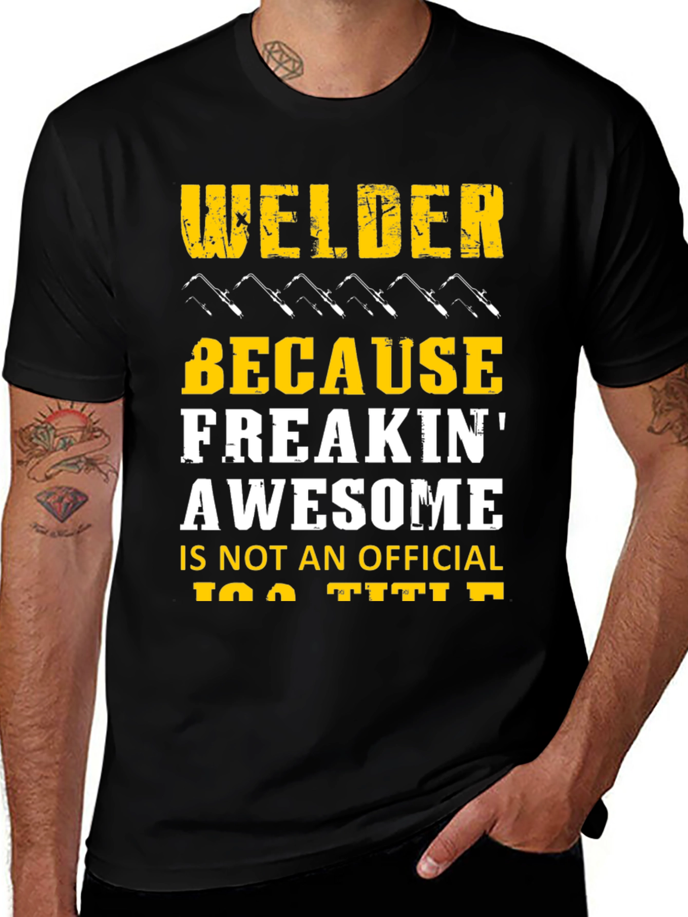 Welder Freakin Awesome Black Graphic T-Shirt