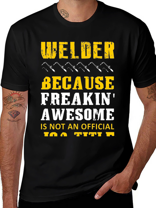 Welder Freakin Awesome Black Graphic T-Shirt