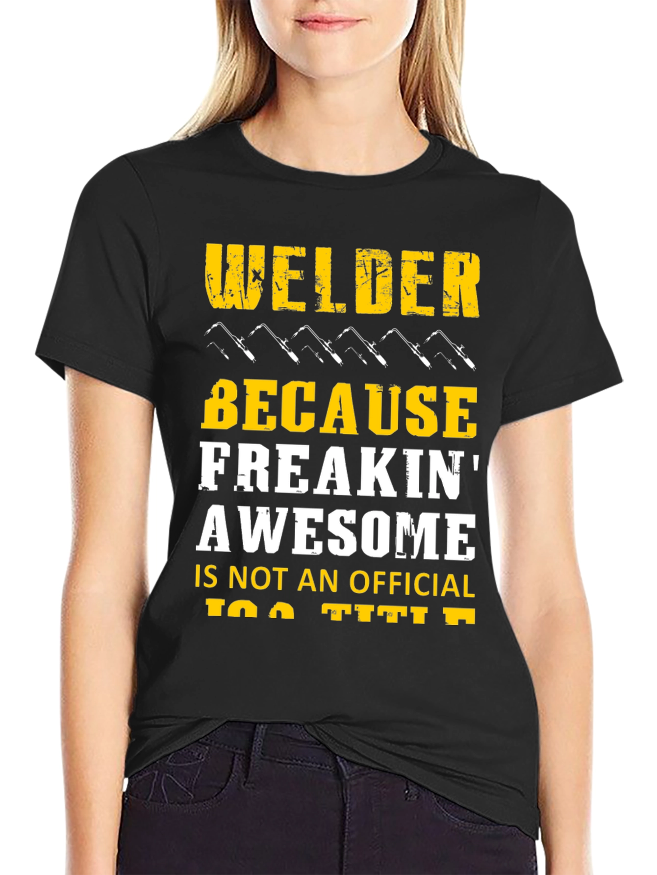 Welder Freakin Awesome Black Graphic T-Shirt