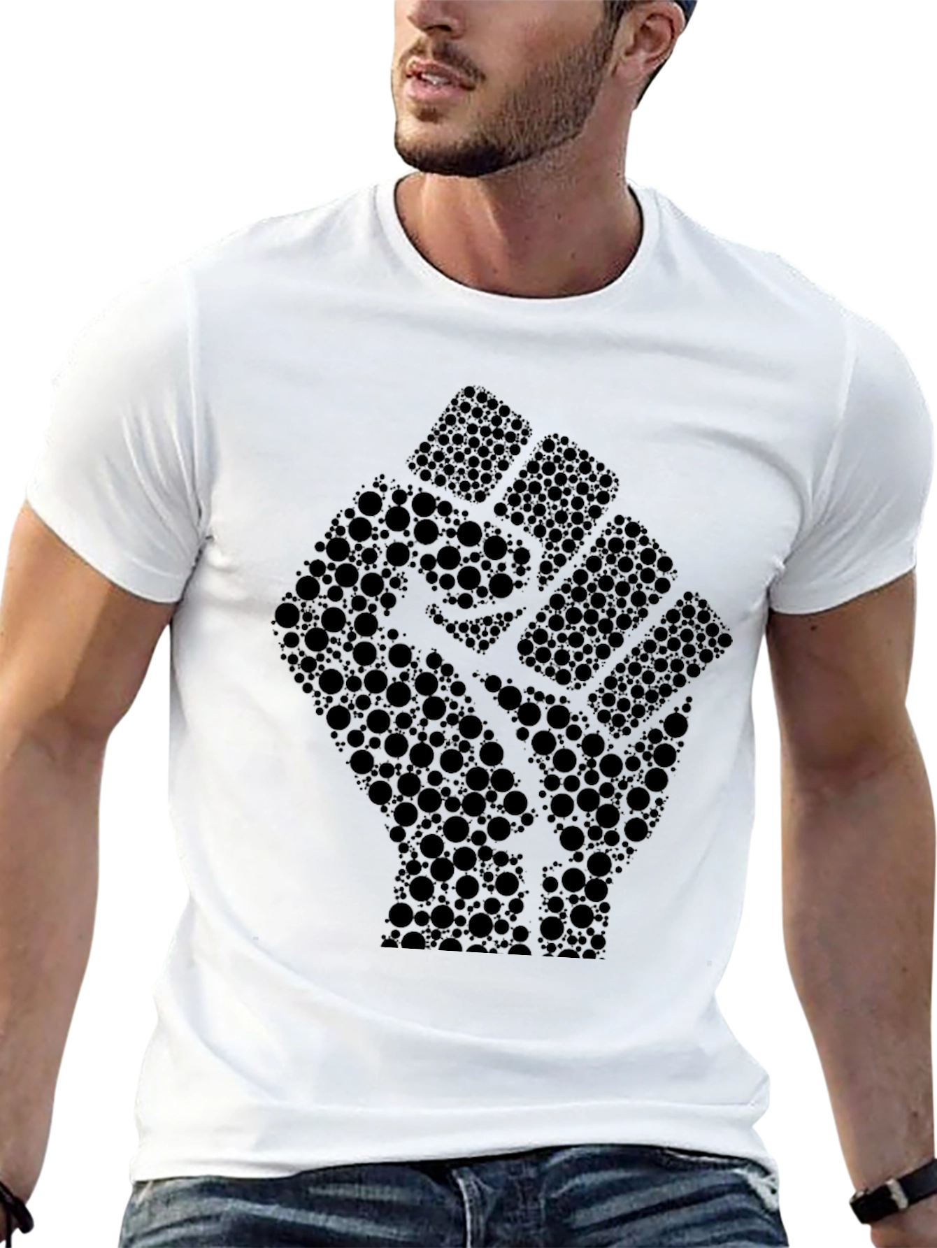 Black Fist Circle Pattern Tee