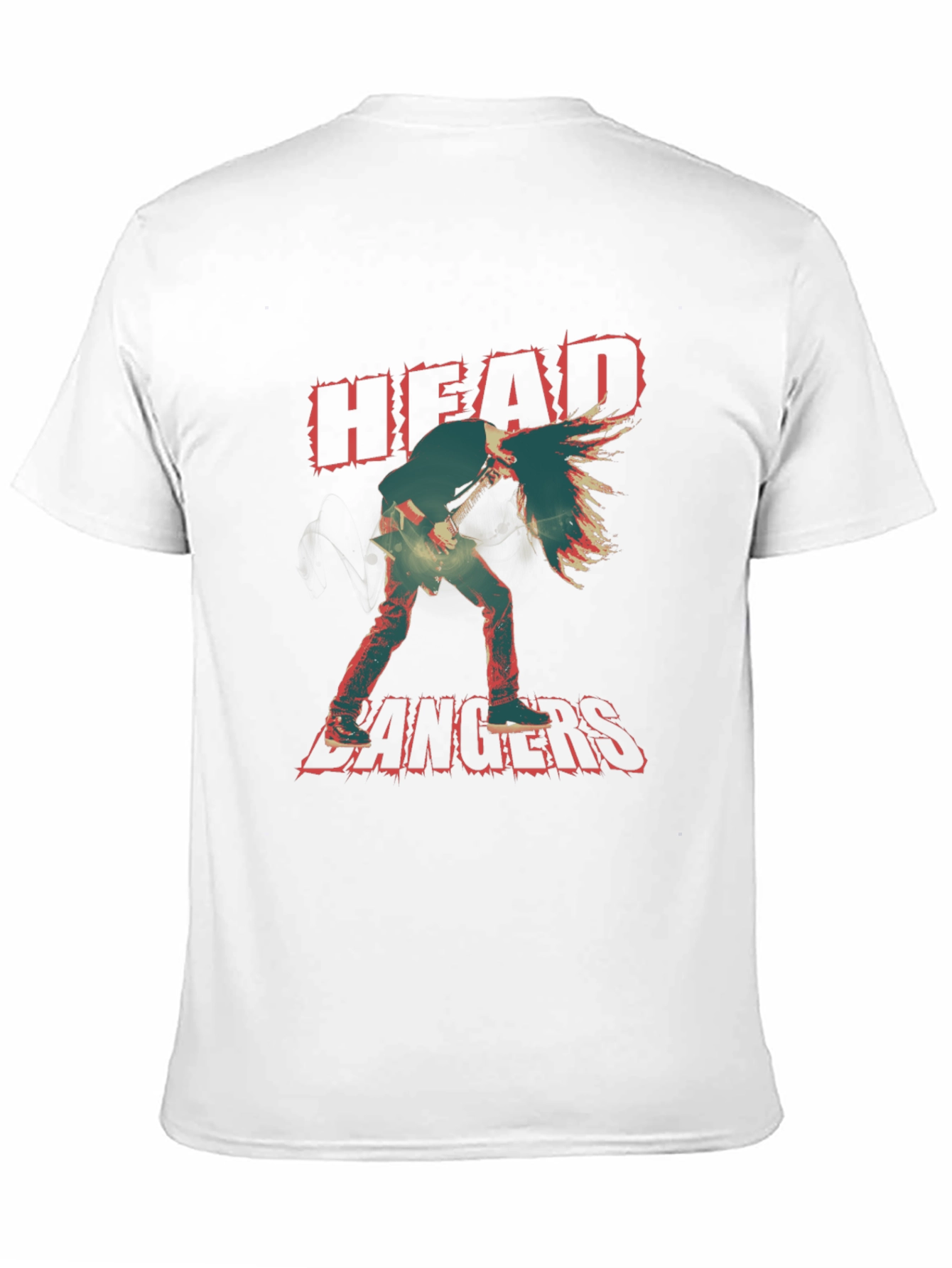 Headbangers Guitarist Graphic Print T-Shirt - Black