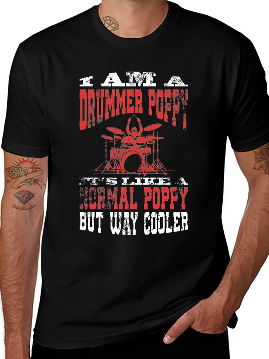 Drummer Poppy T-Shirt - Cool Grandpa Gift