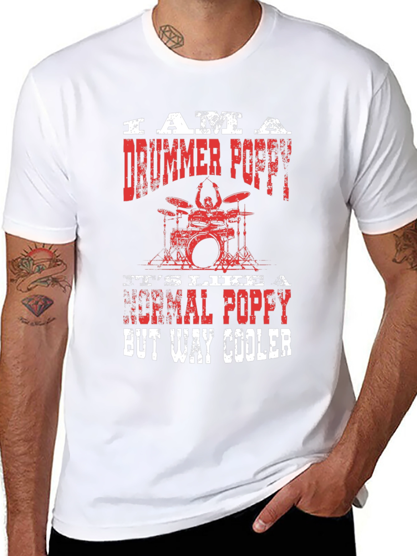 Drummer Poppy T-Shirt - Cool Grandpa Gift