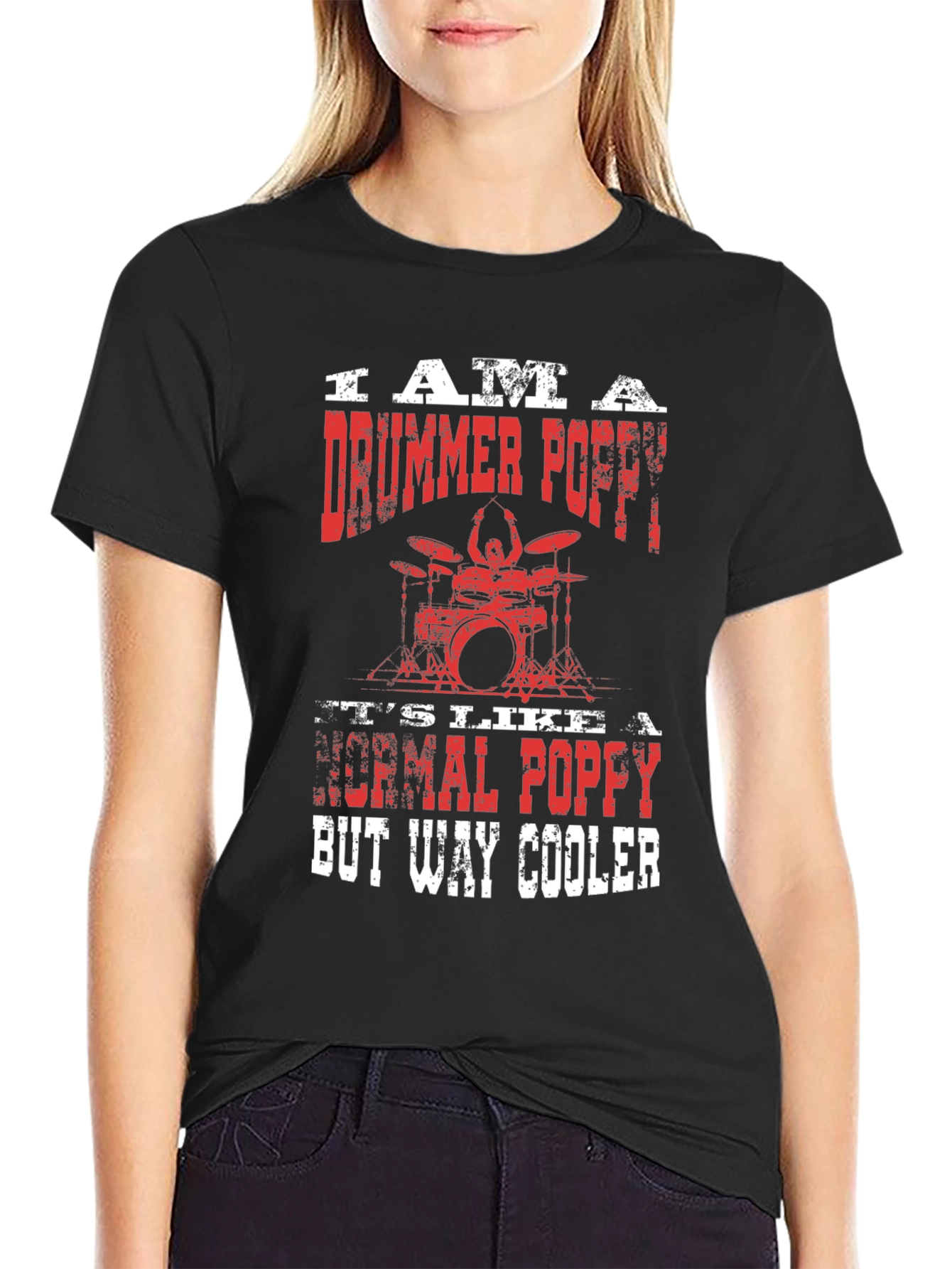 Drummer Poppy T-Shirt - Cool Grandpa Gift