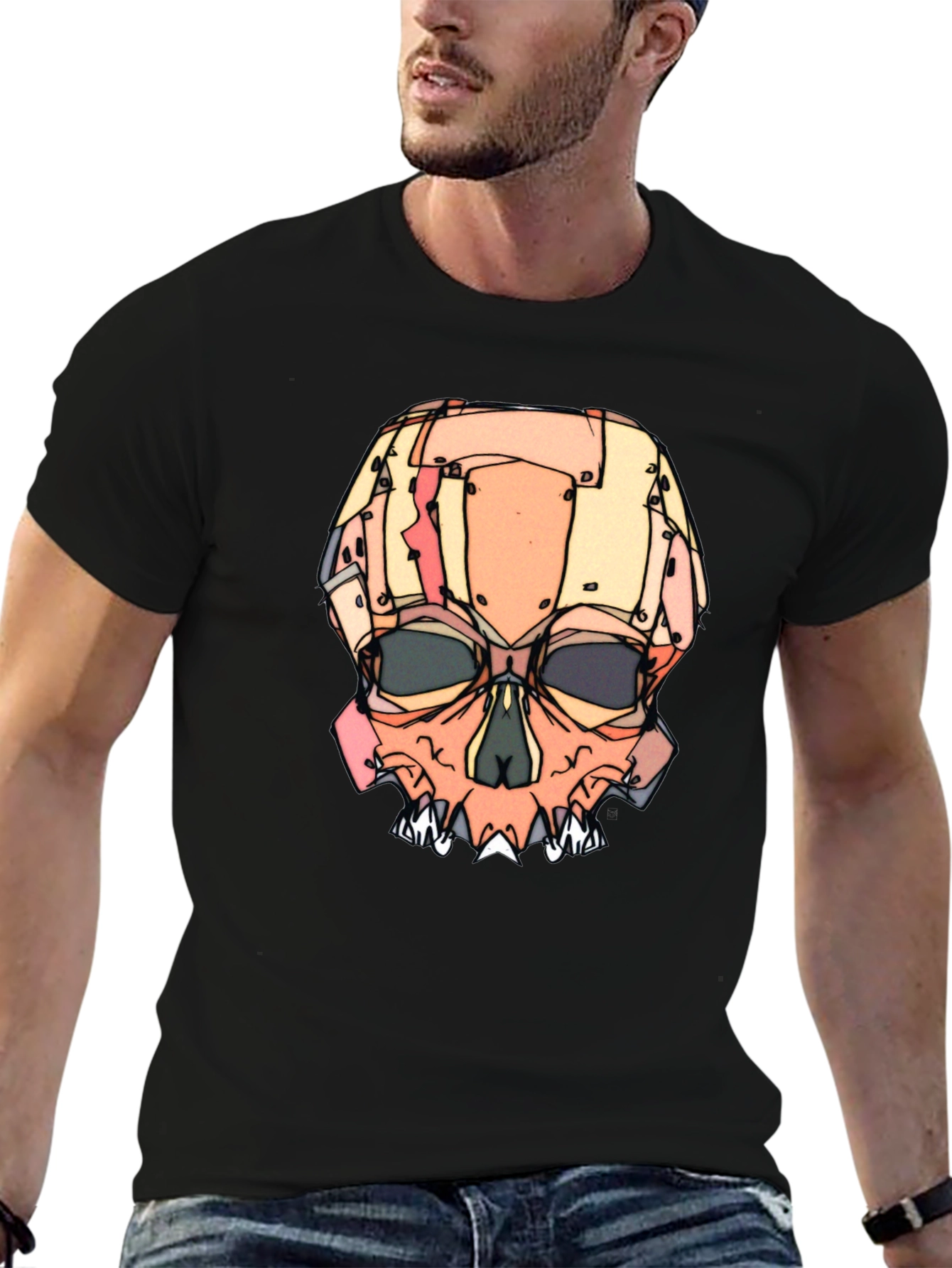 Abstract Skull Graphic T-Shirt