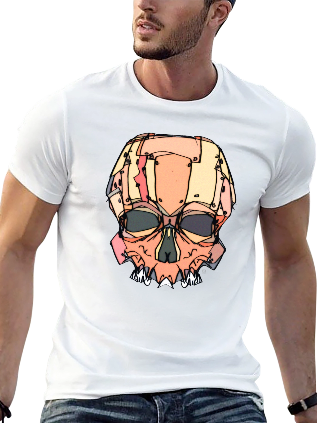 Abstract Skull Graphic T-Shirt