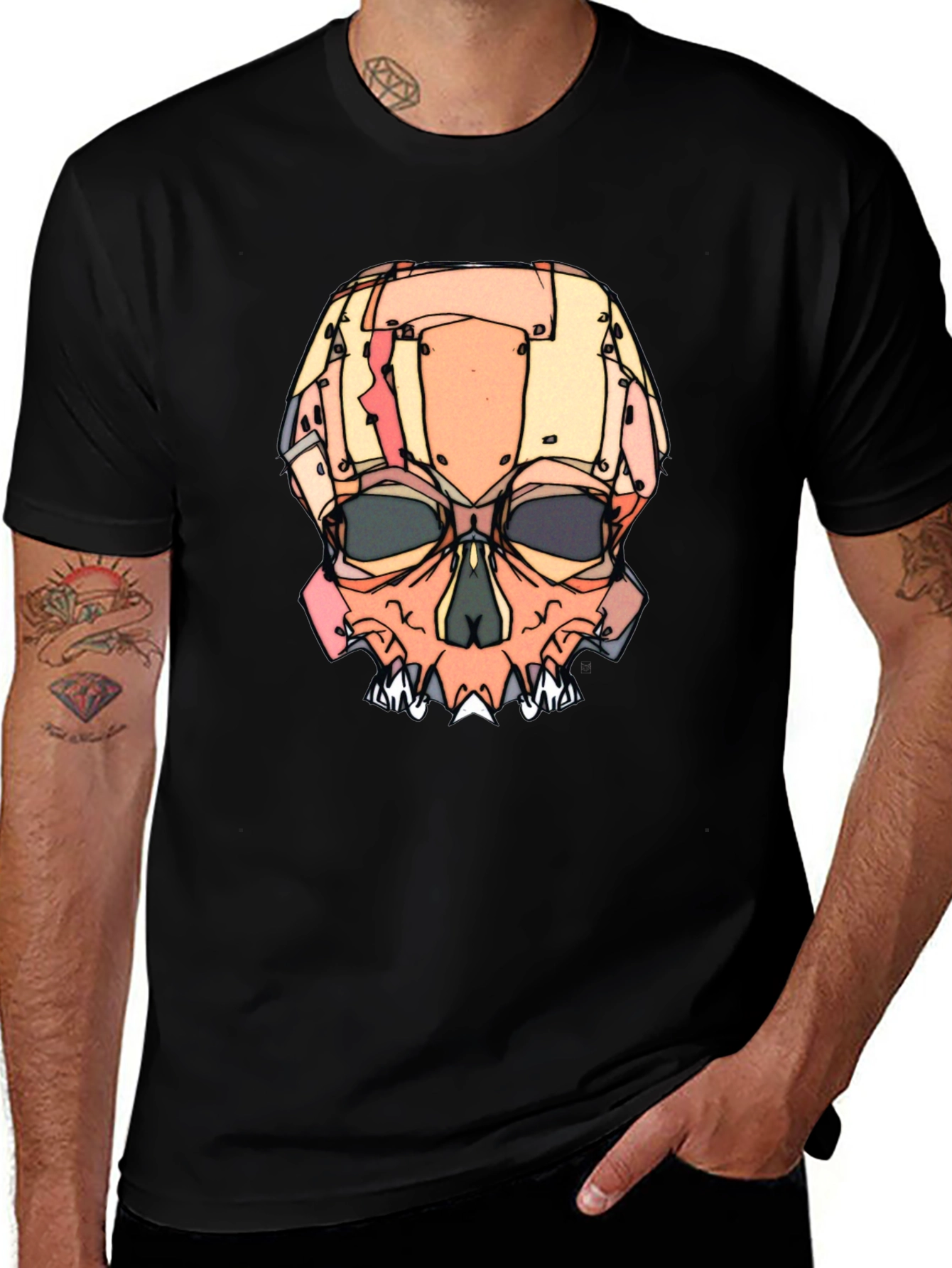 Abstract Skull Graphic T-Shirt