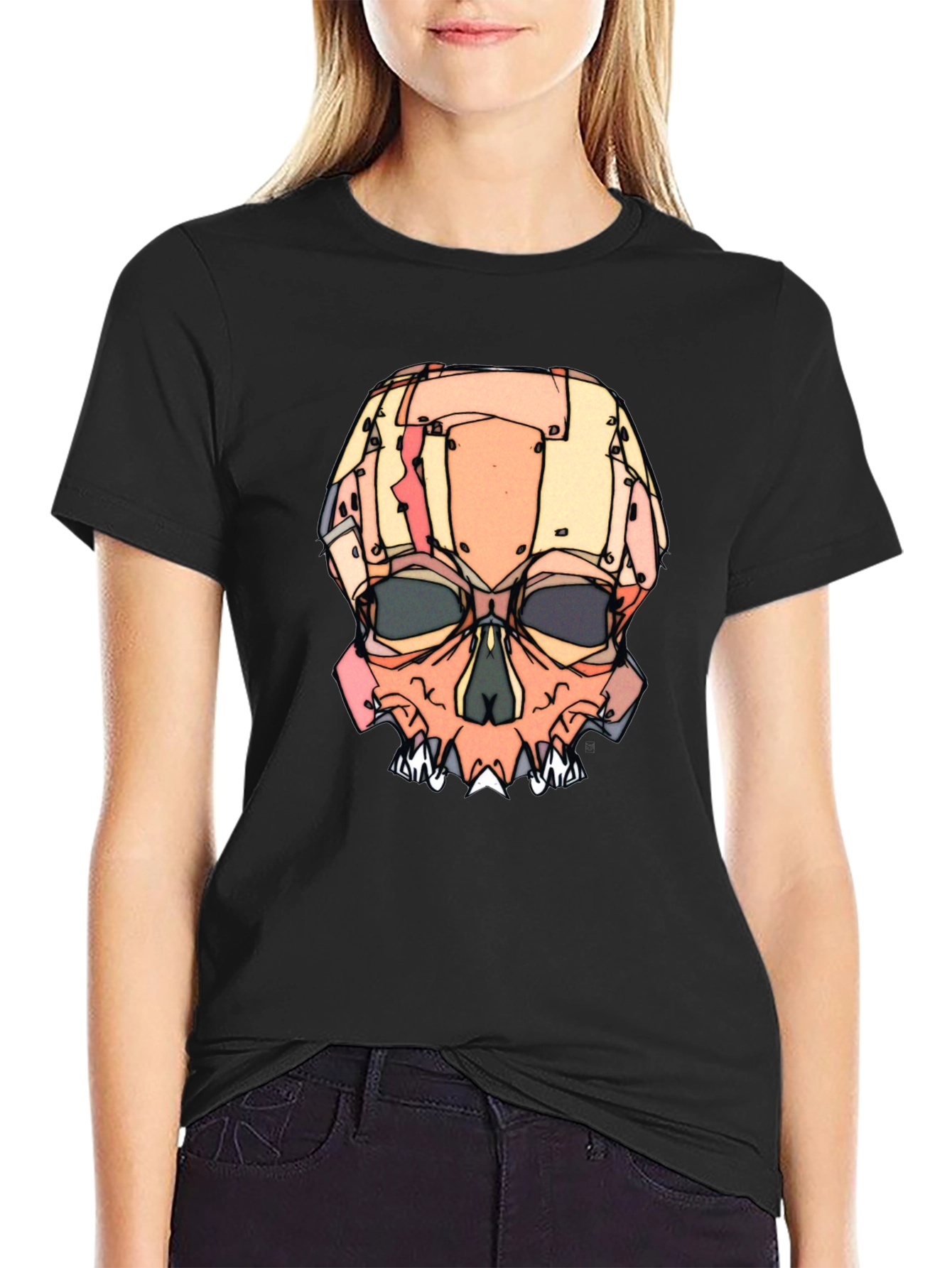 Abstract Skull Graphic T-Shirt