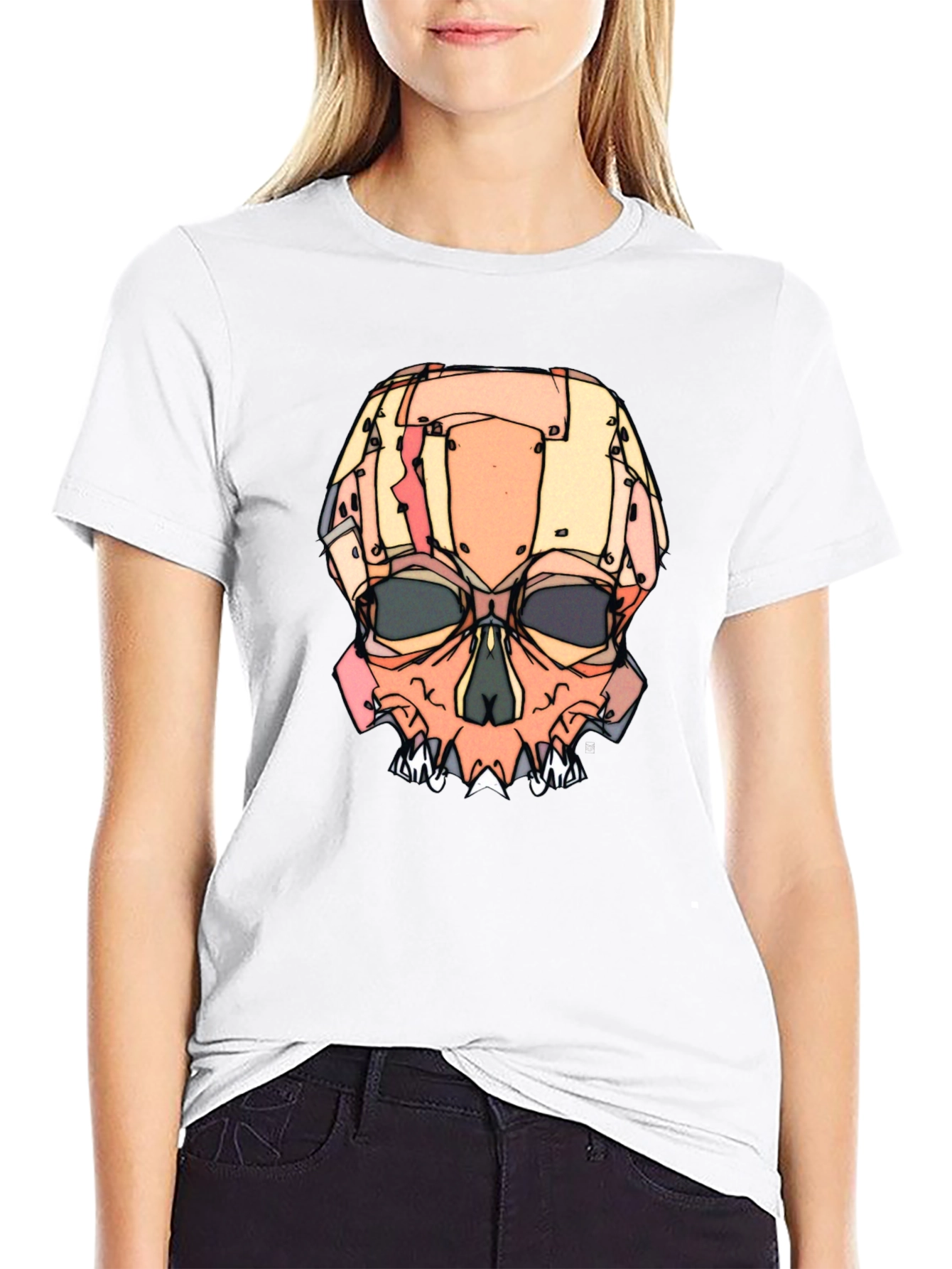 Abstract Skull Graphic T-Shirt
