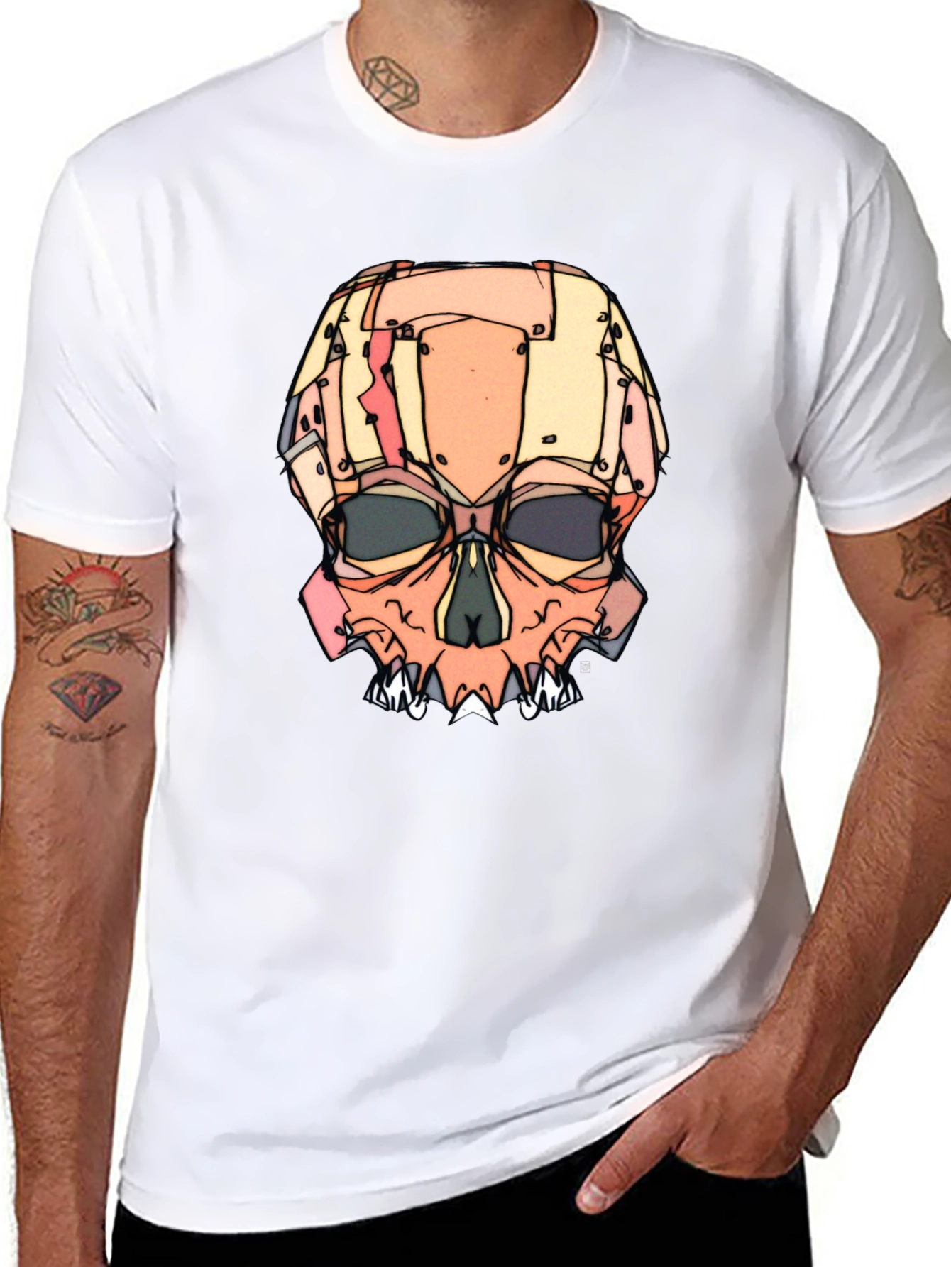 Abstract Skull Graphic T-Shirt