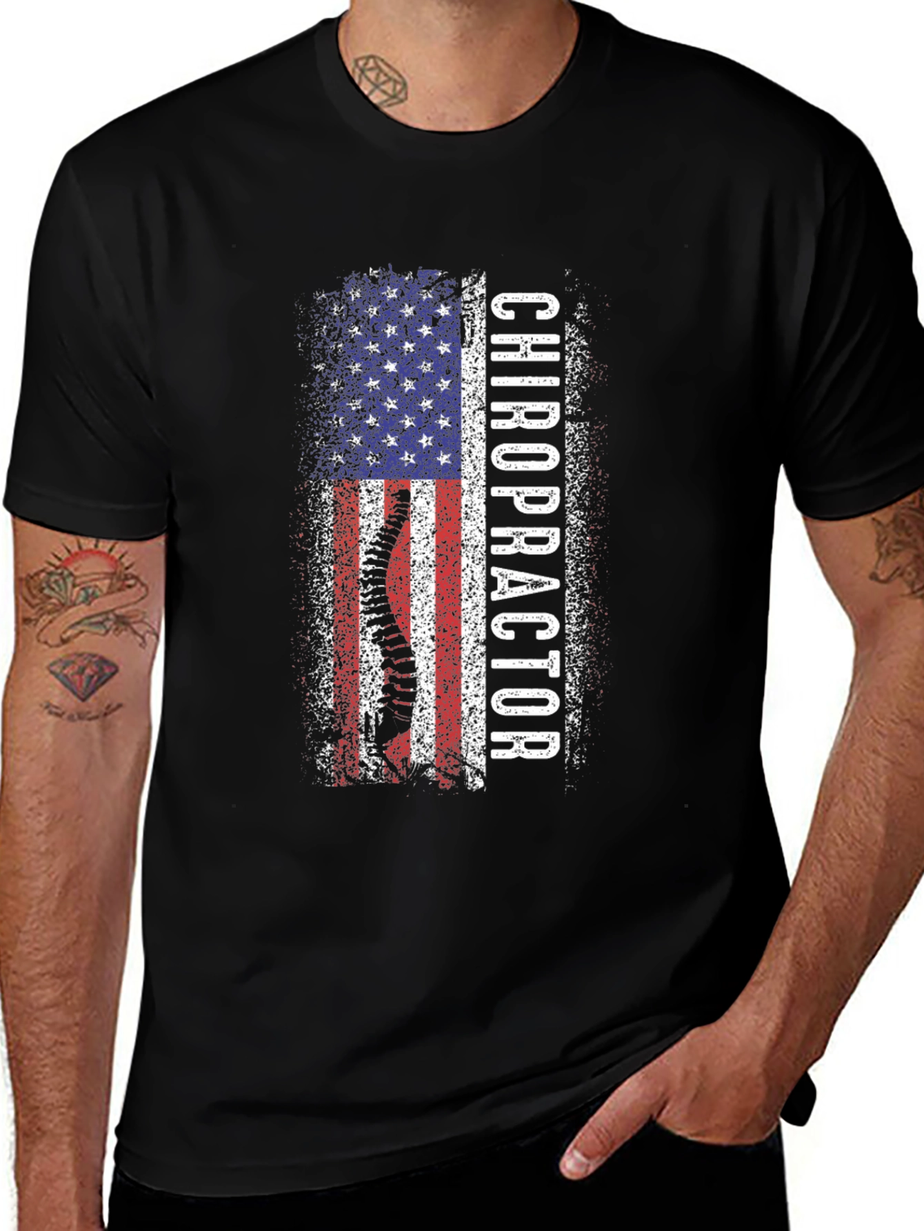 Chiropractor American Flag Graphic Tee