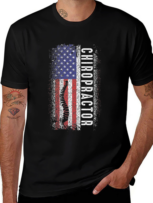 Chiropractor American Flag Graphic Tee