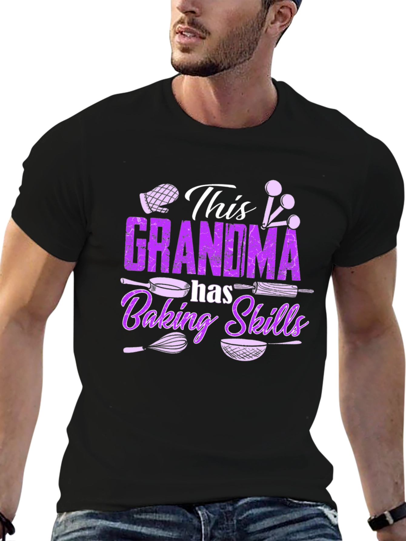 Grandma Baking Skills T-Shirt - Black Cotton