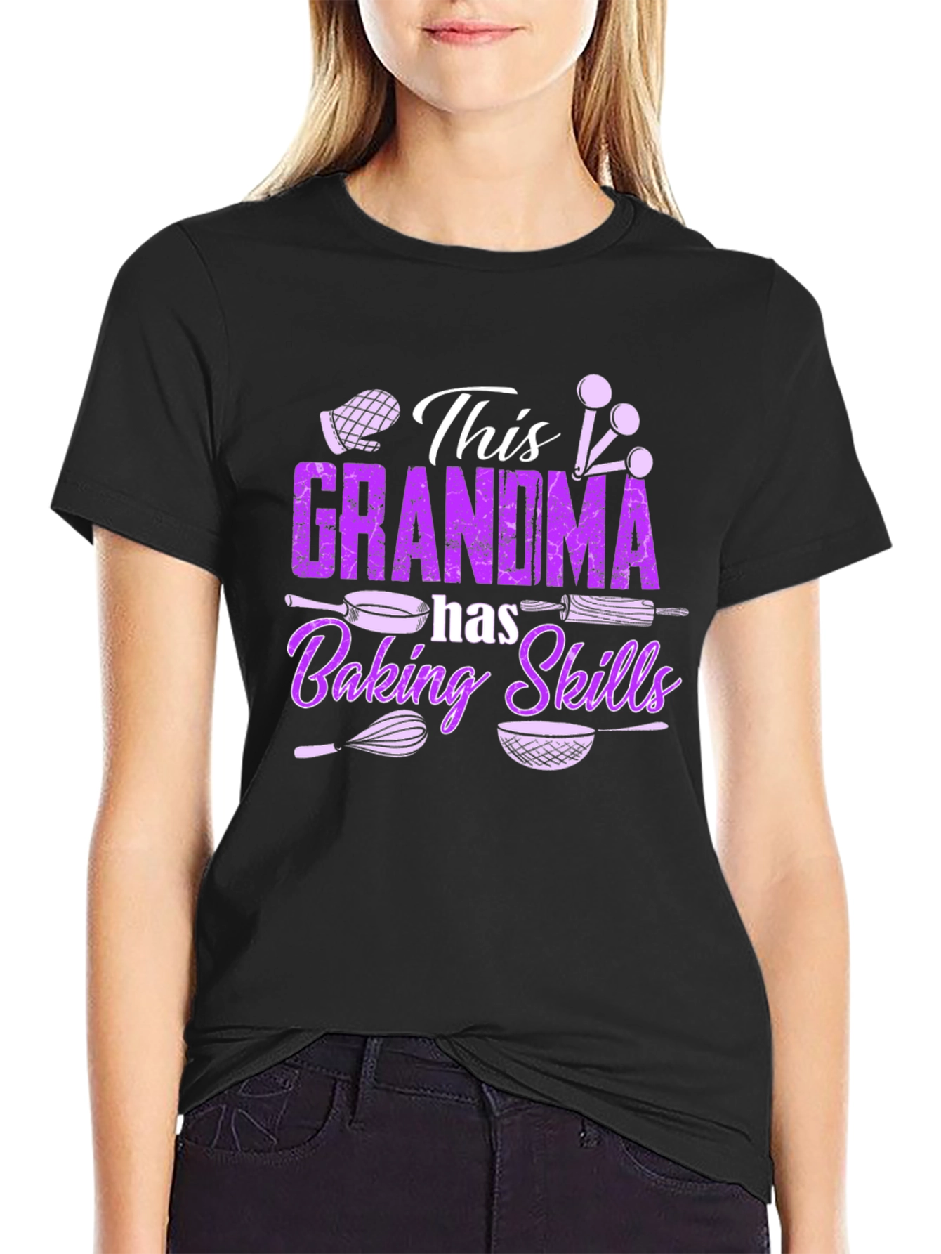 Grandma Baking Skills T-Shirt - Black Cotton