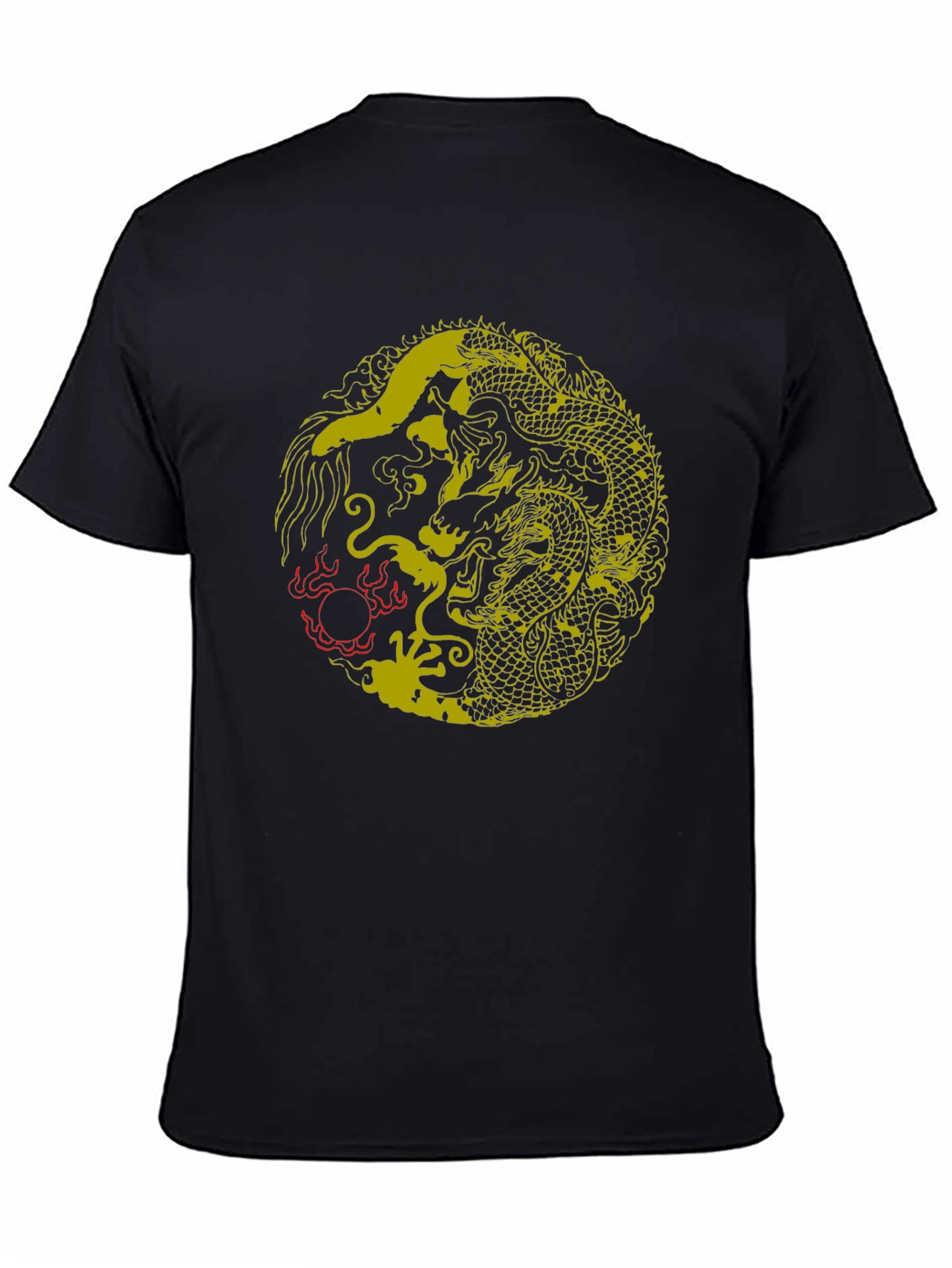 Yin Yang Dragon Graphic T-Shirt - Stylish Black Tee