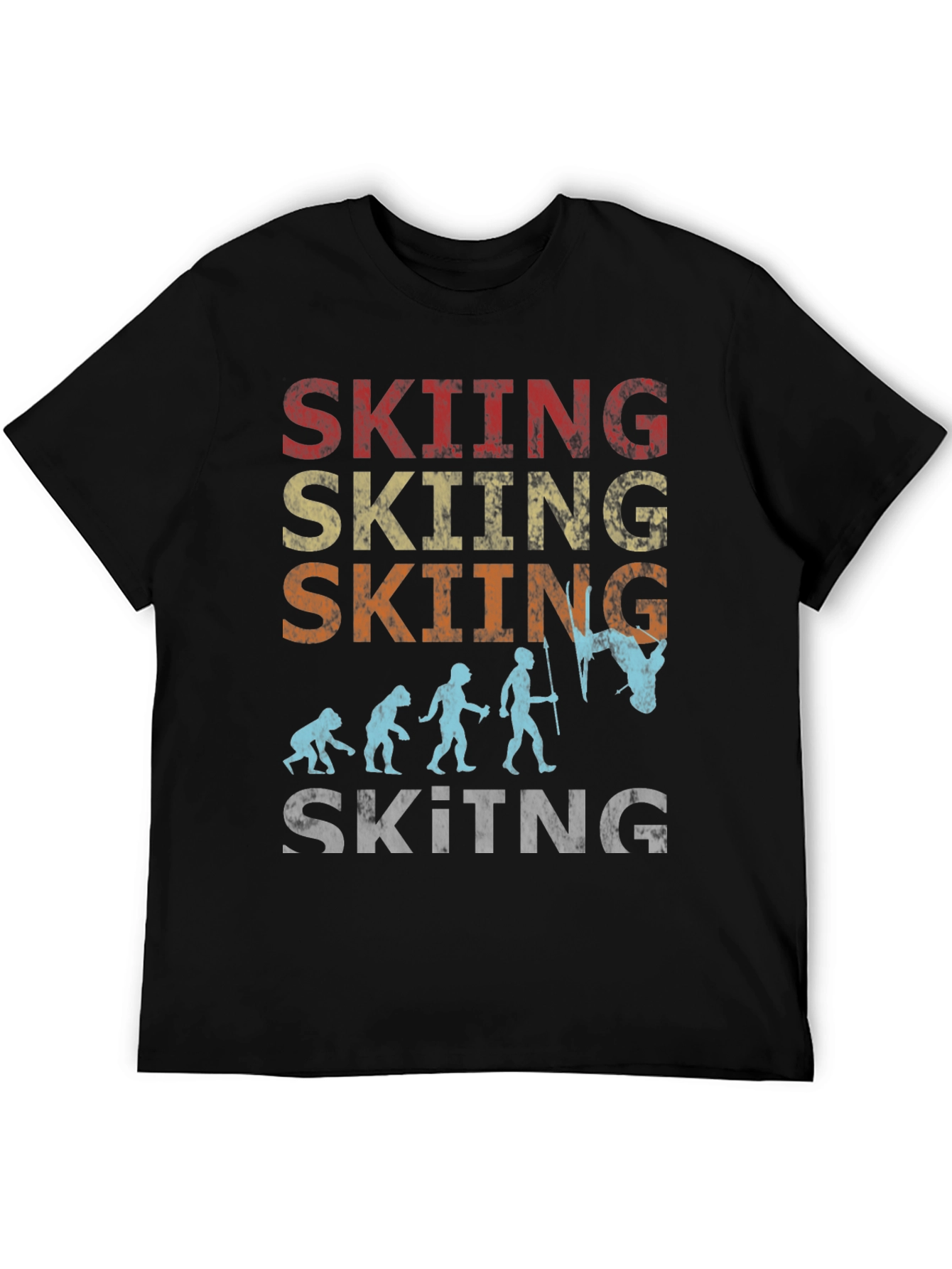 Skiing Evolution Graphic Tee - Black