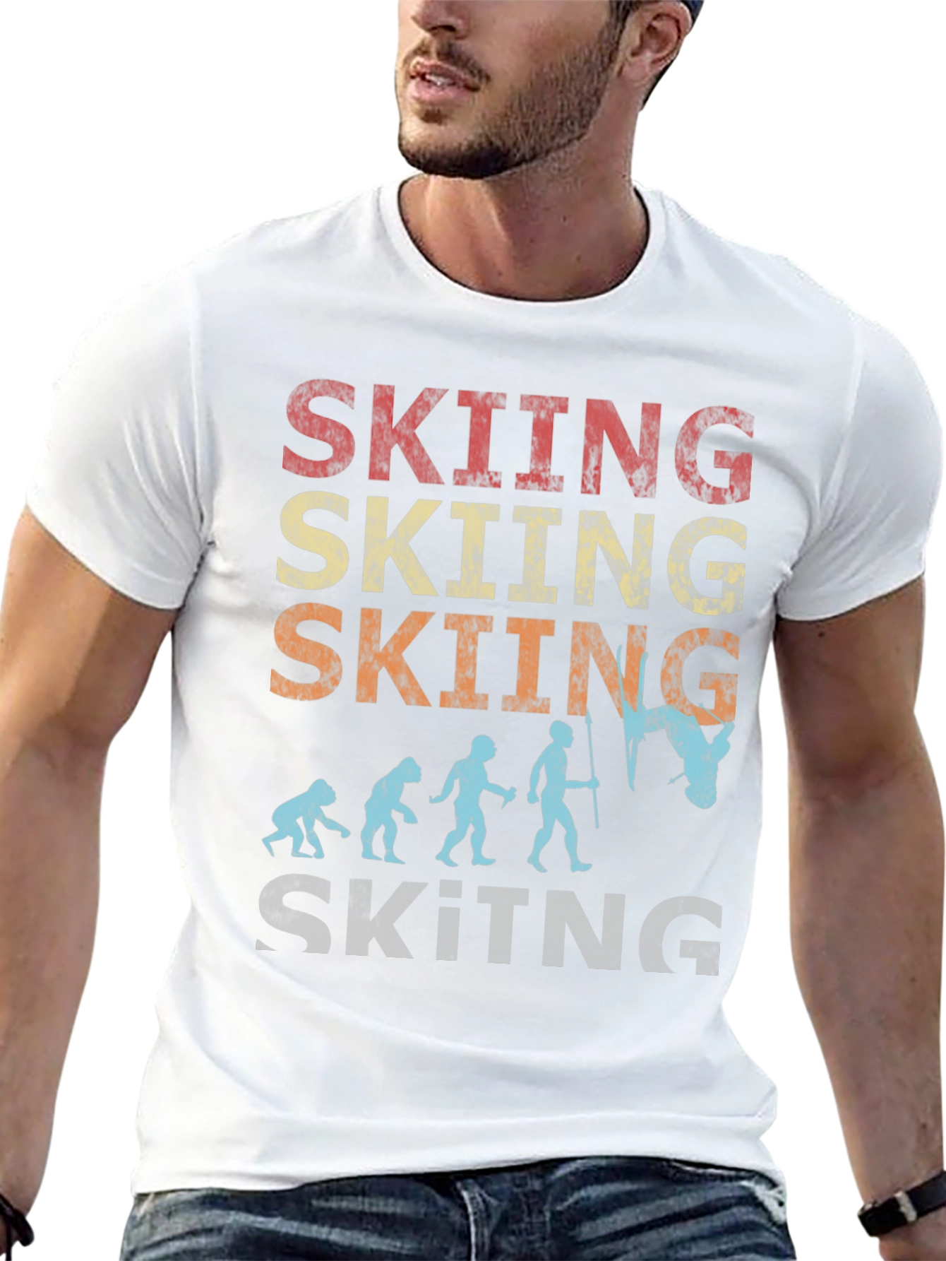 Skiing Evolution Graphic Tee - Black