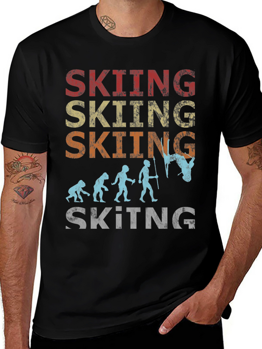 Skiing Evolution Graphic Tee - Black