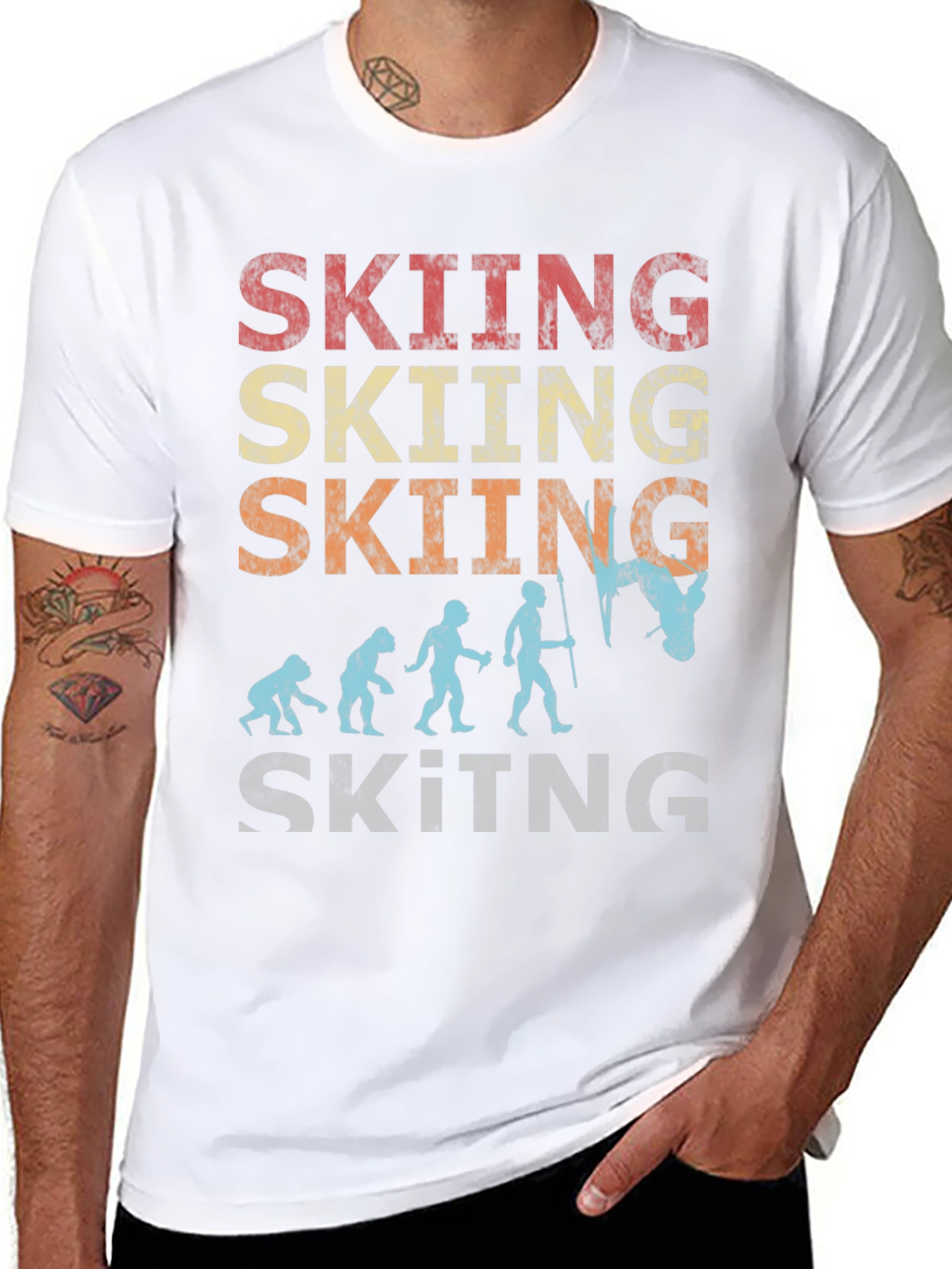 Skiing Evolution Graphic Tee - Black