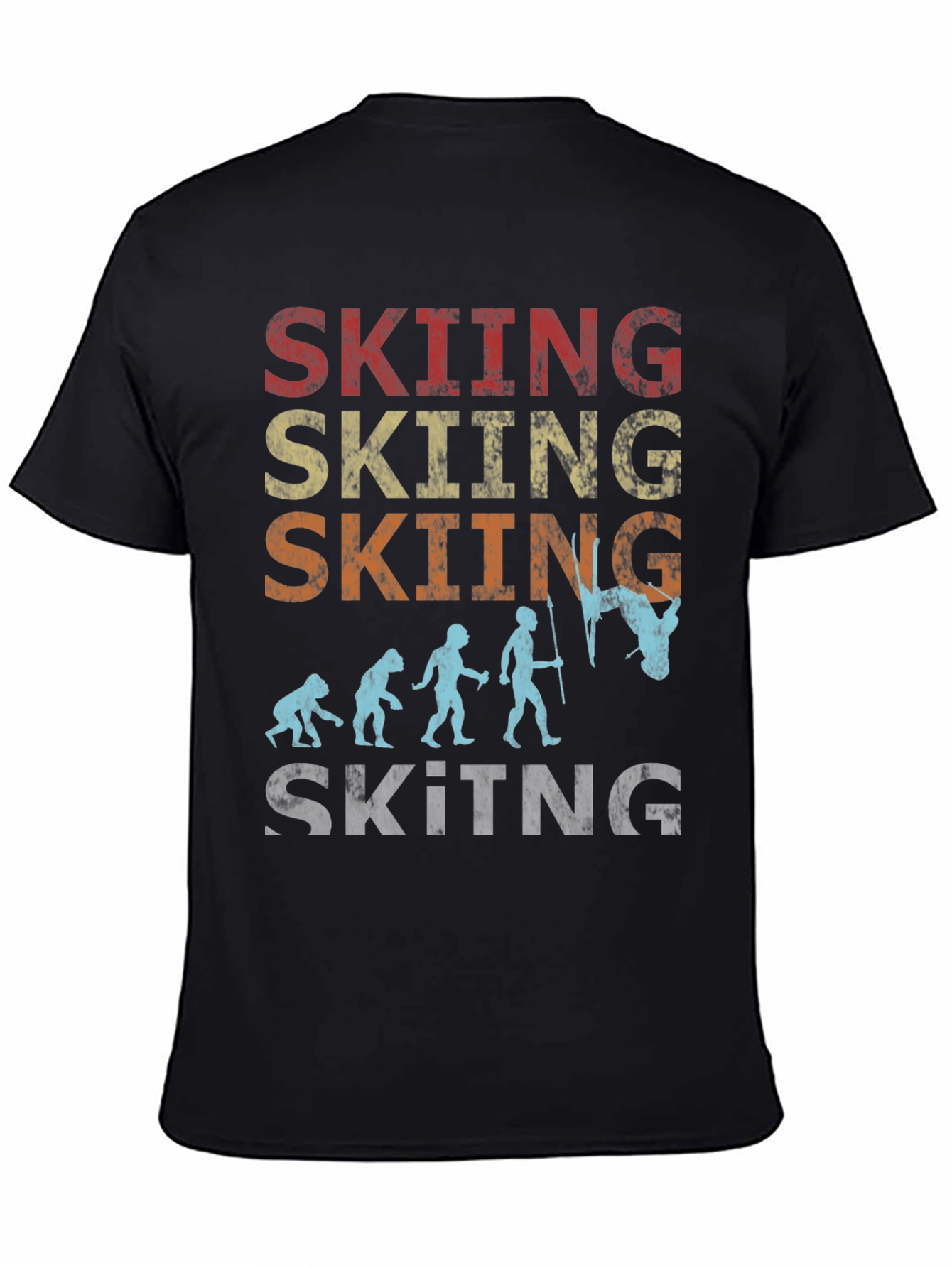 Skiing Evolution Graphic Tee - Black