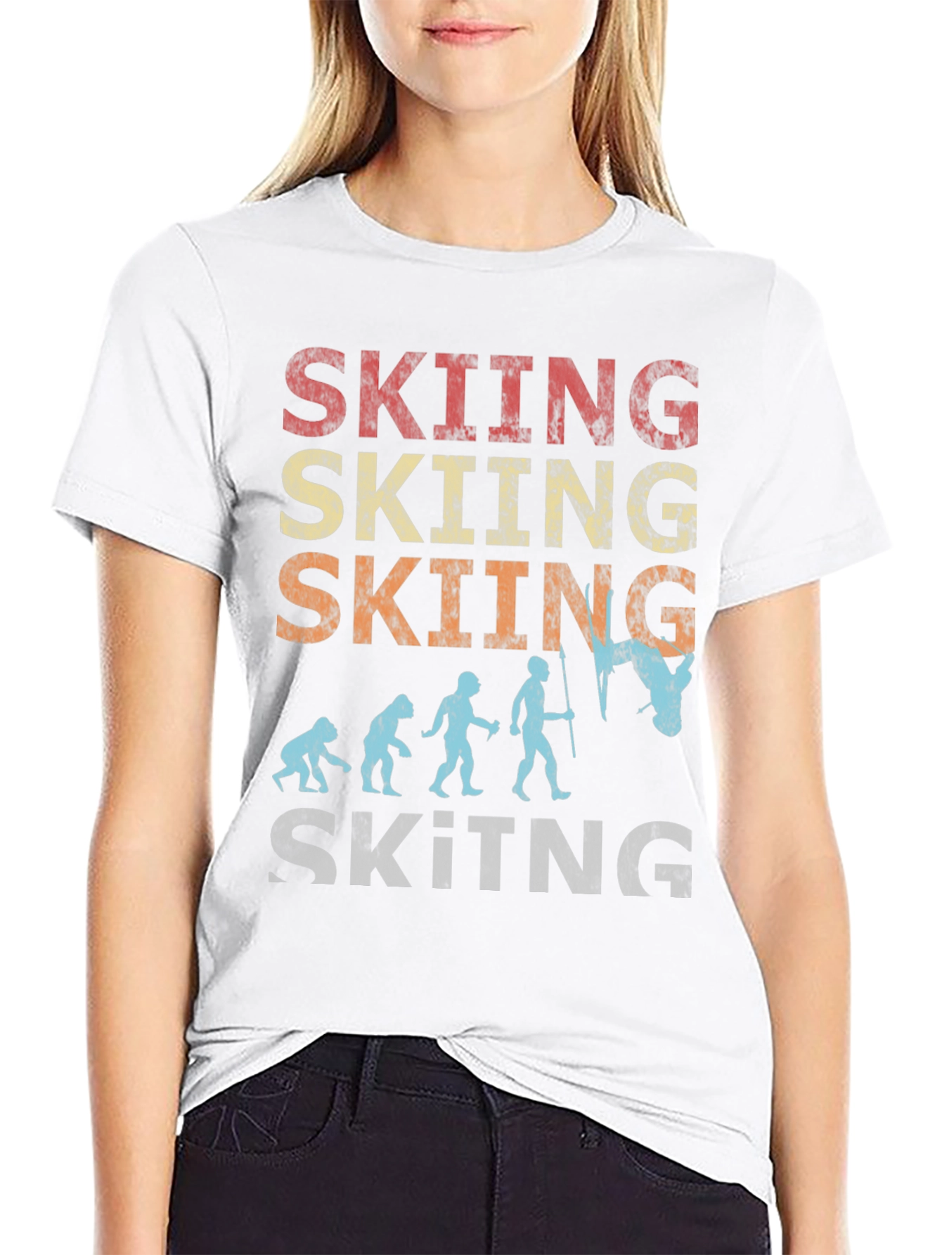 Skiing Evolution Graphic Tee - Black
