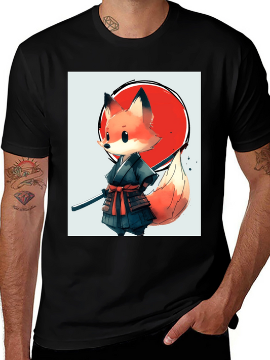 Fox Samurai Graphic Tee - Unique Anime Style