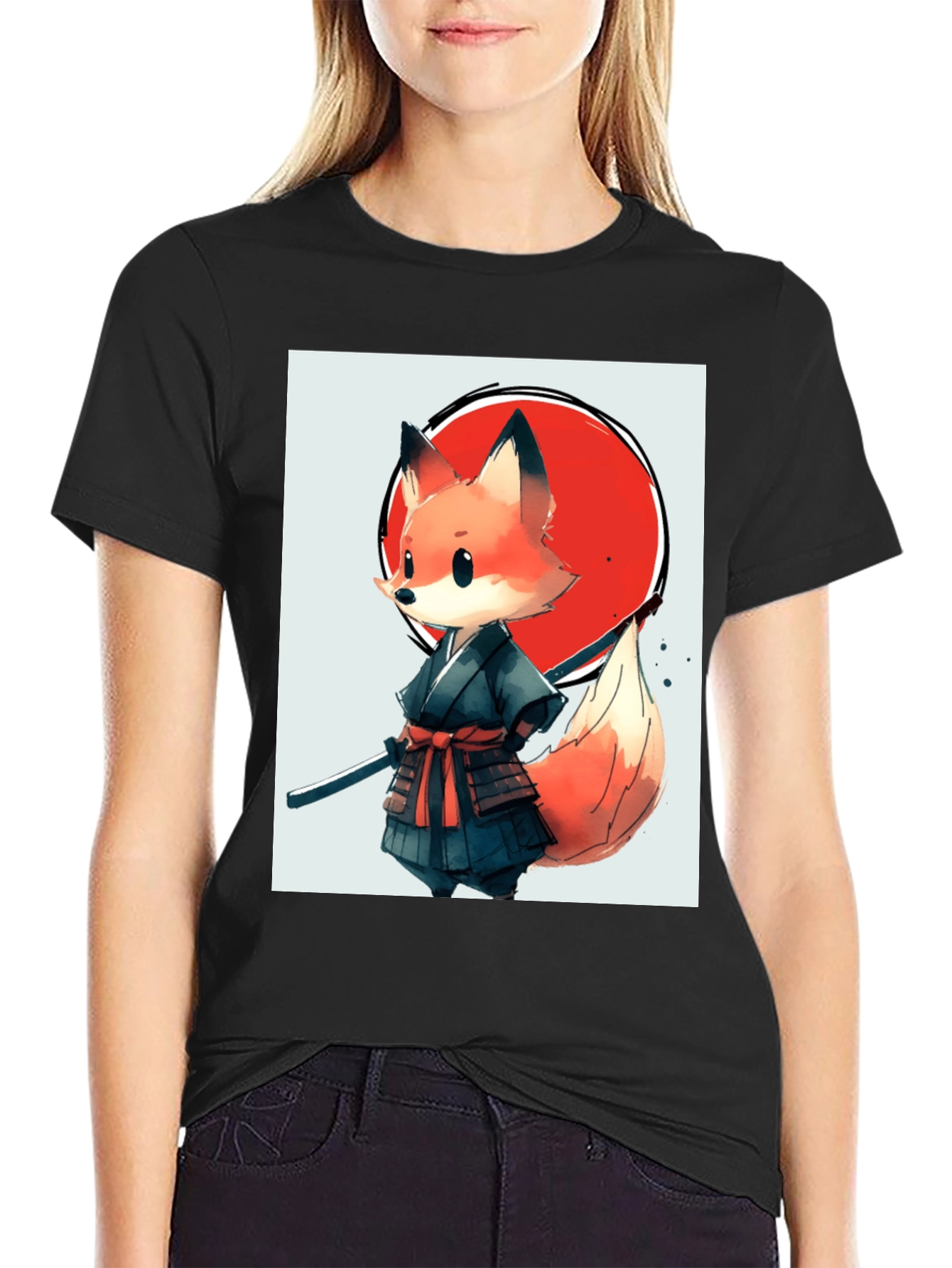 Fox Samurai Graphic Tee - Unique Anime Style
