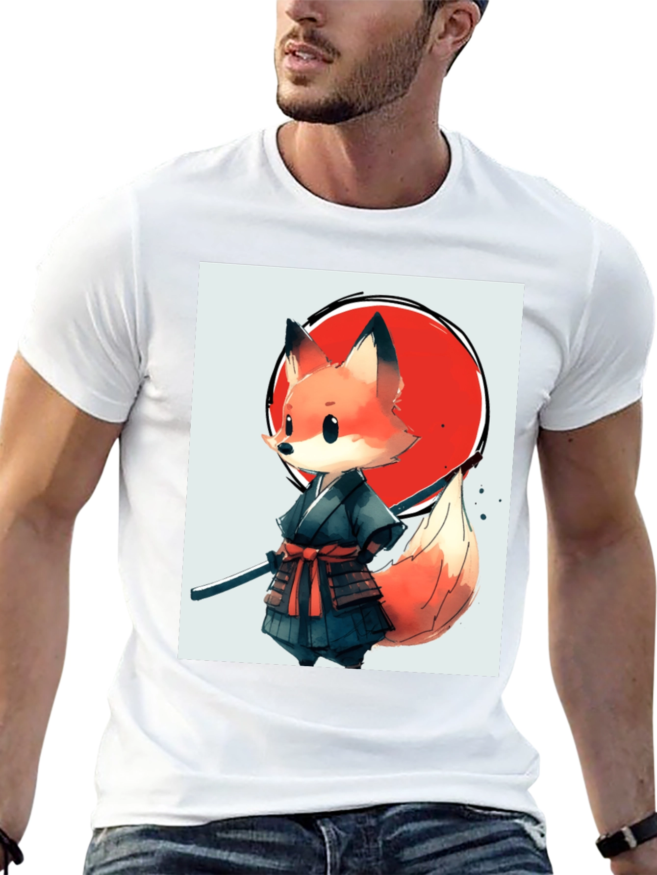Fox Samurai Graphic Tee - Unique Anime Style
