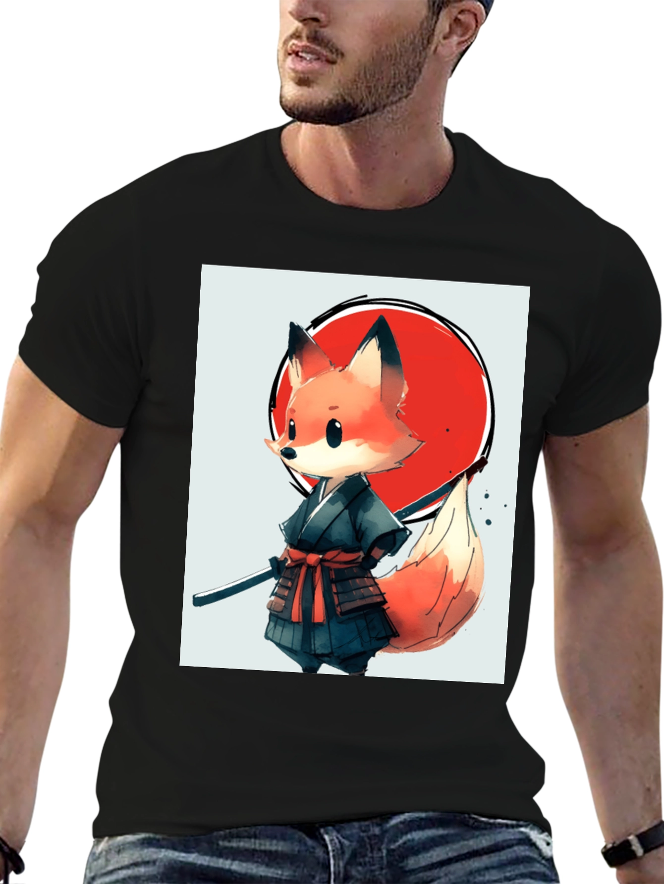 Fox Samurai Graphic Tee - Unique Anime Style