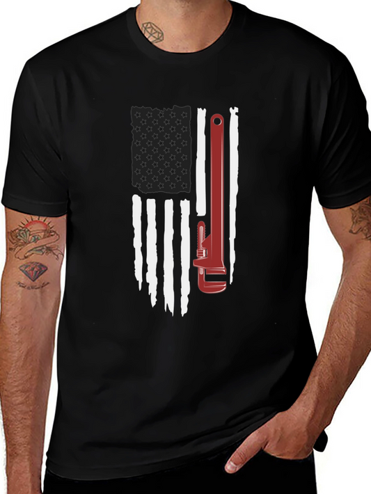 American Flag Wrench Graphic T-Shirt
