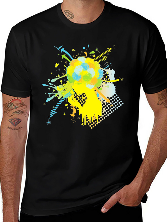 Mens Graphic Tee - Abstract Design Black T-Shirt