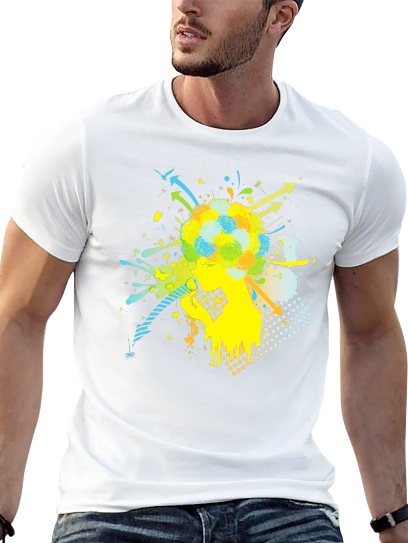 Mens Graphic Tee - Abstract Design Black T-Shirt