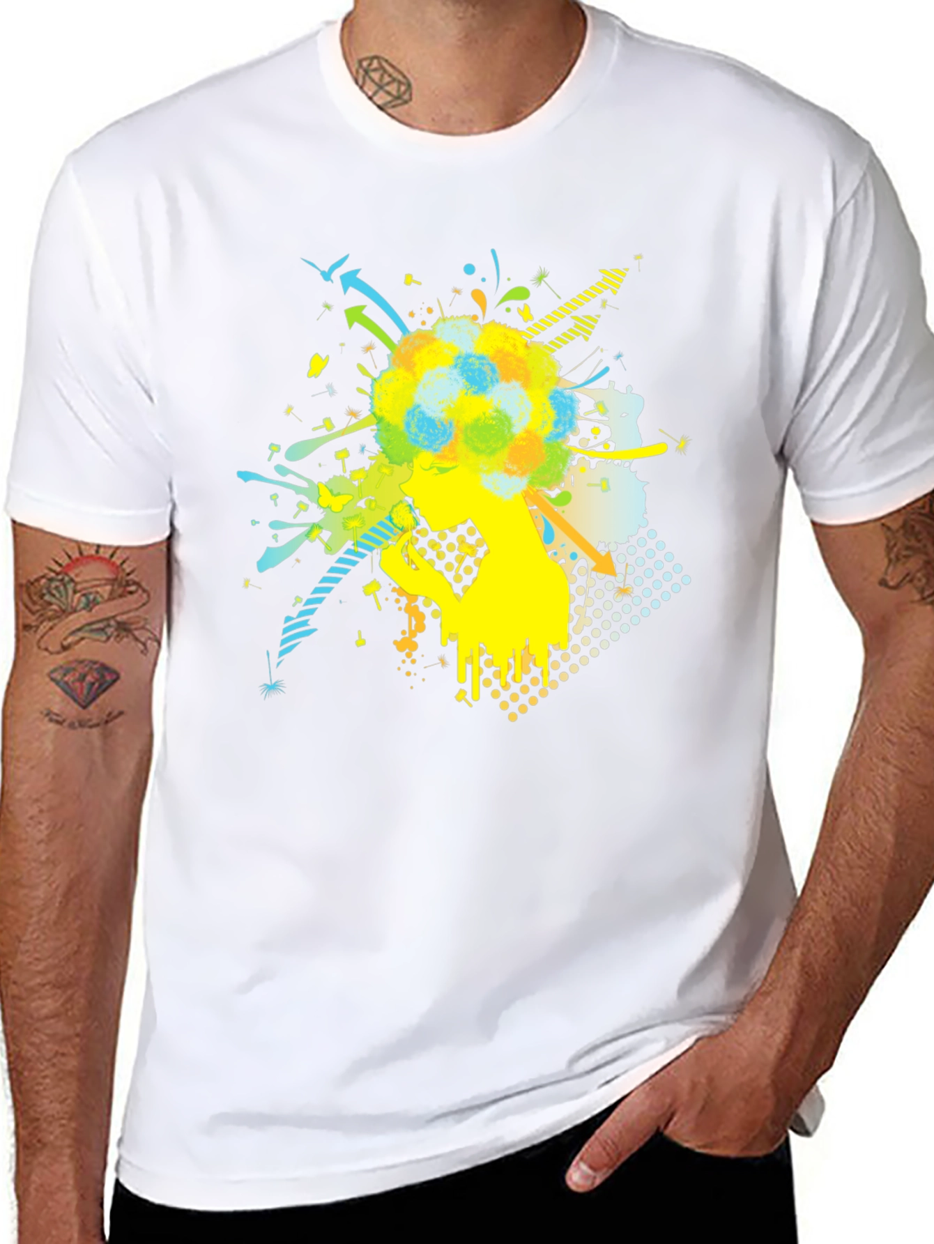 Mens Graphic Tee - Abstract Design Black T-Shirt