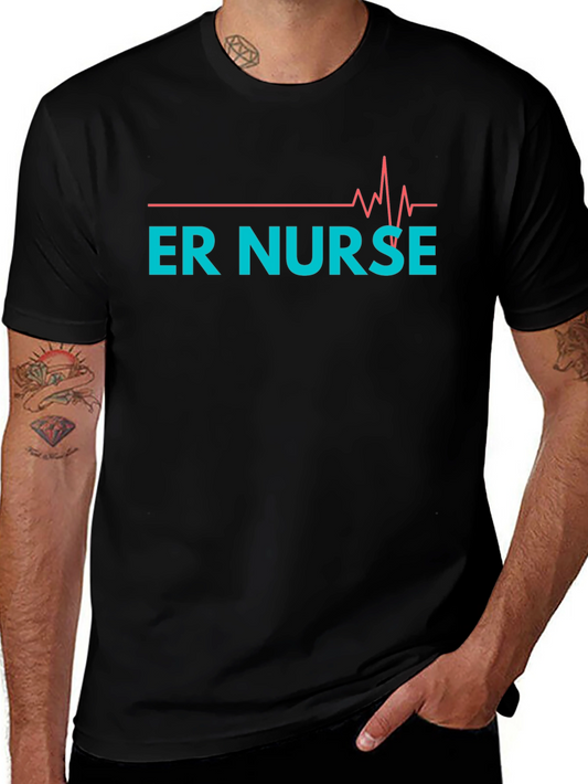 ER Nurse Graphic T-Shirt - Heartbeat Design