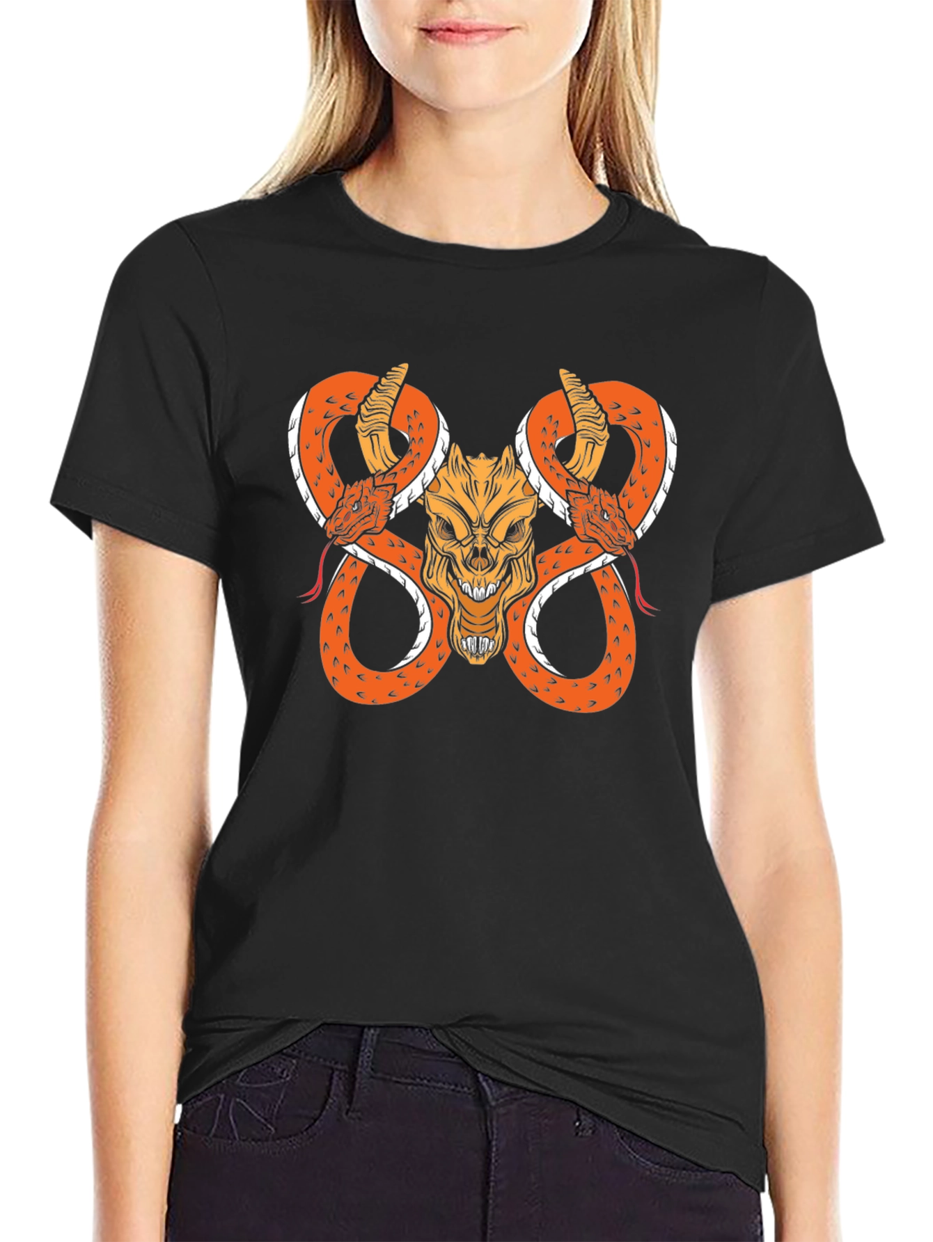 Skull & Snake Graphic Black T-Shirt