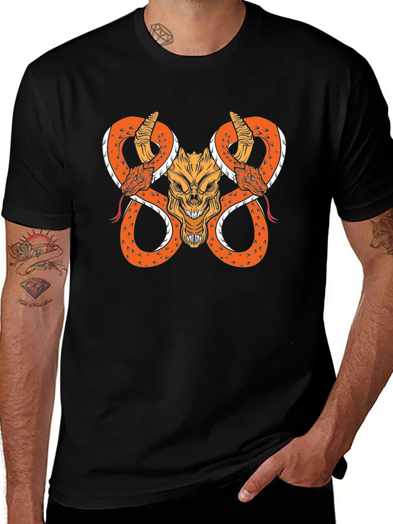 Skull & Snake Graphic Black T-Shirt