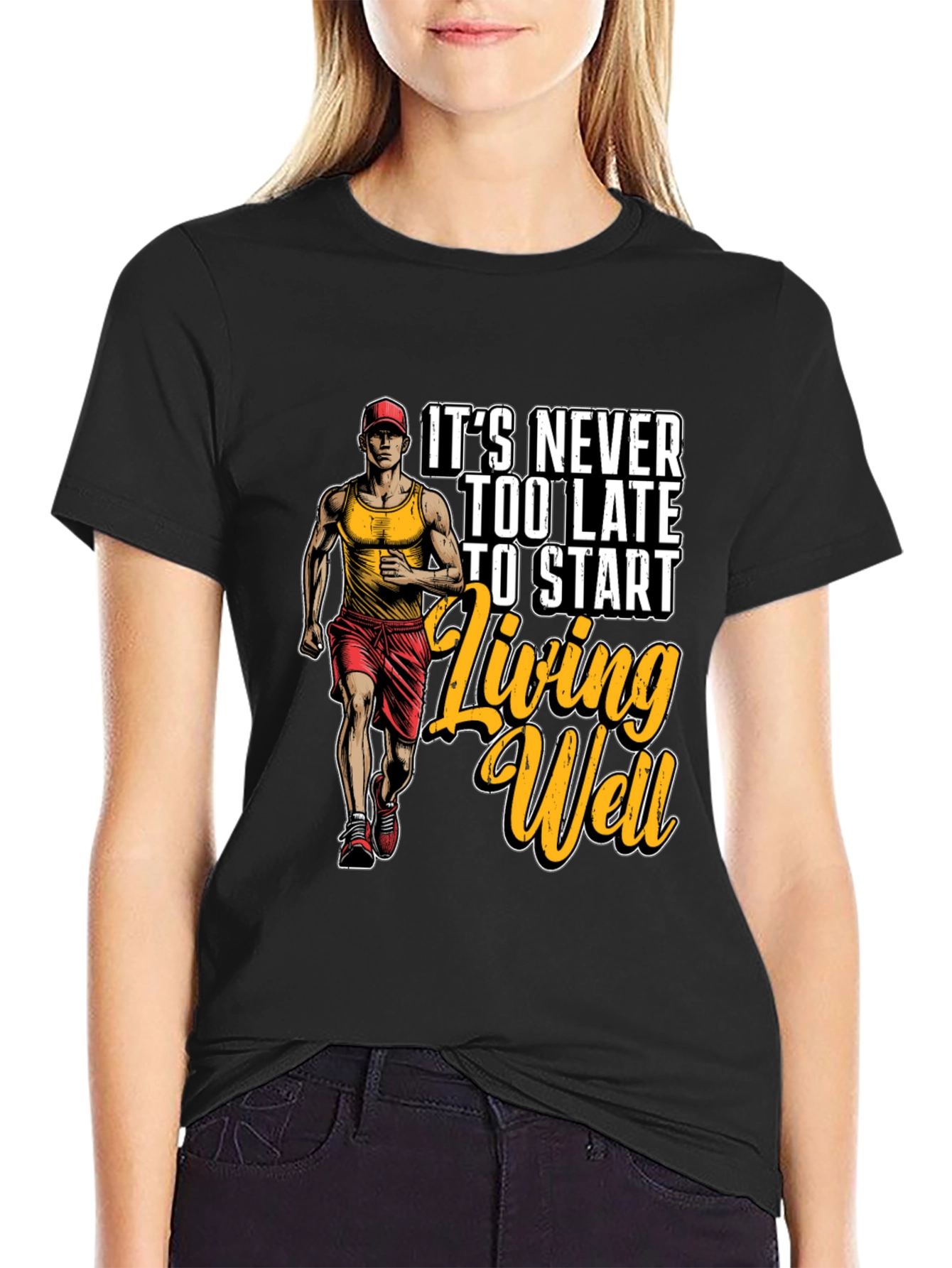 Motivational Running T-Shirt: Living Well