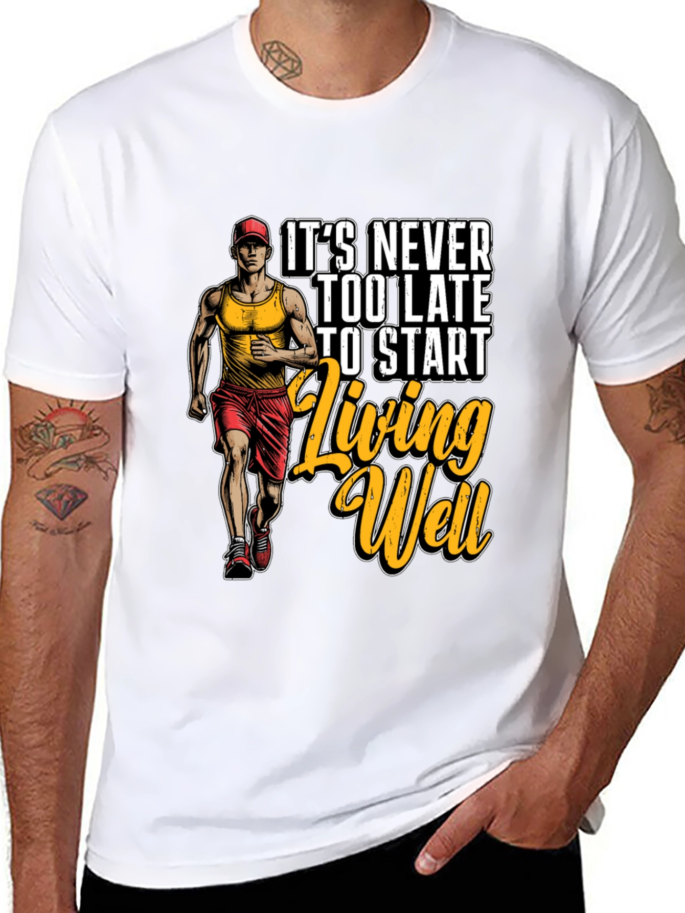 Motivational Running T-Shirt: Living Well
