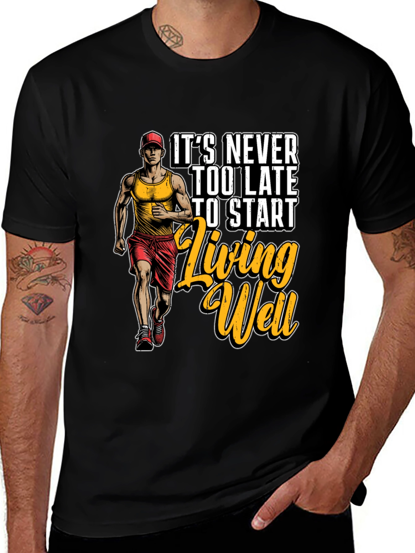 Motivational Running T-Shirt: Living Well