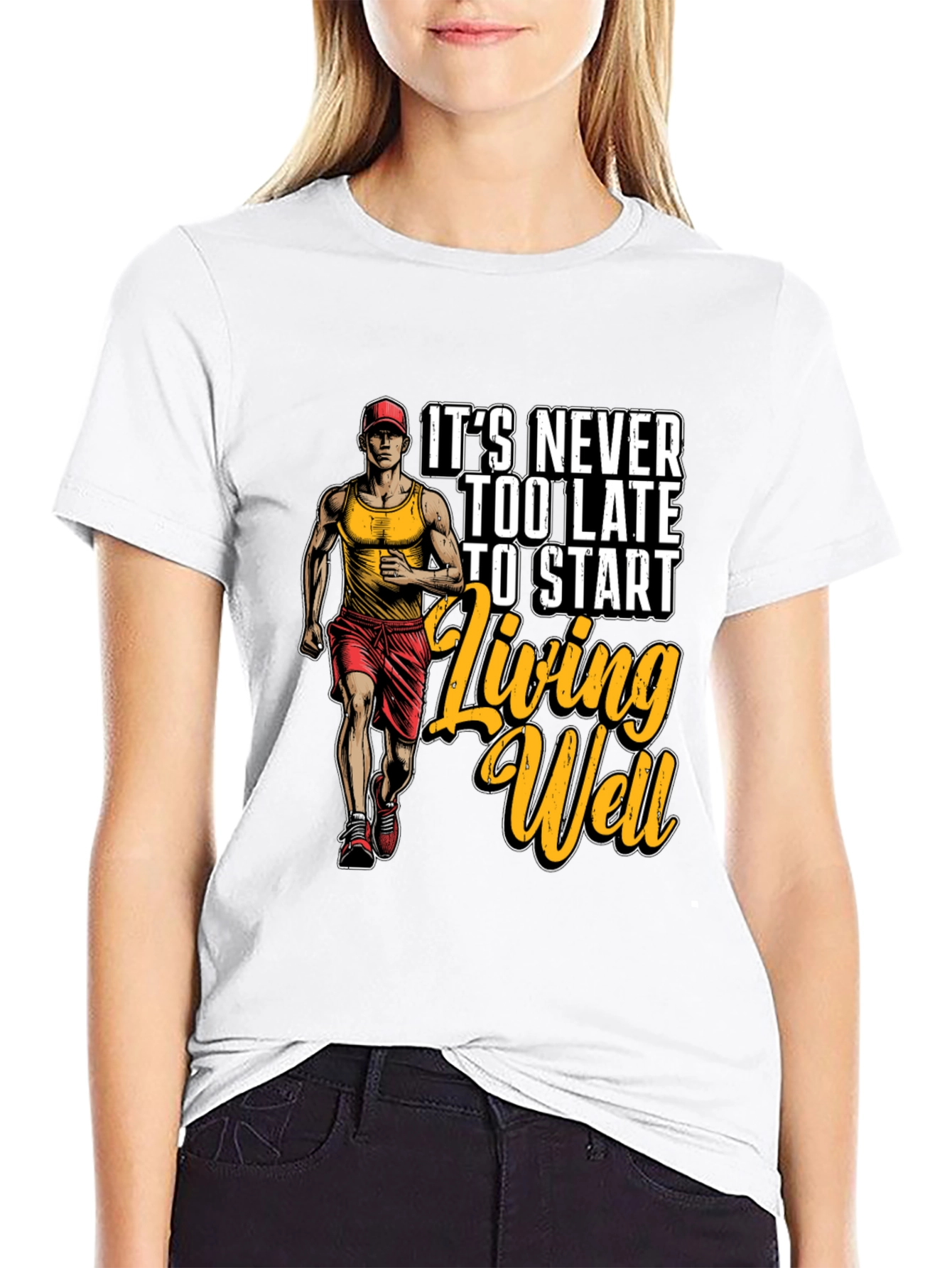 Motivational Running T-Shirt: Living Well